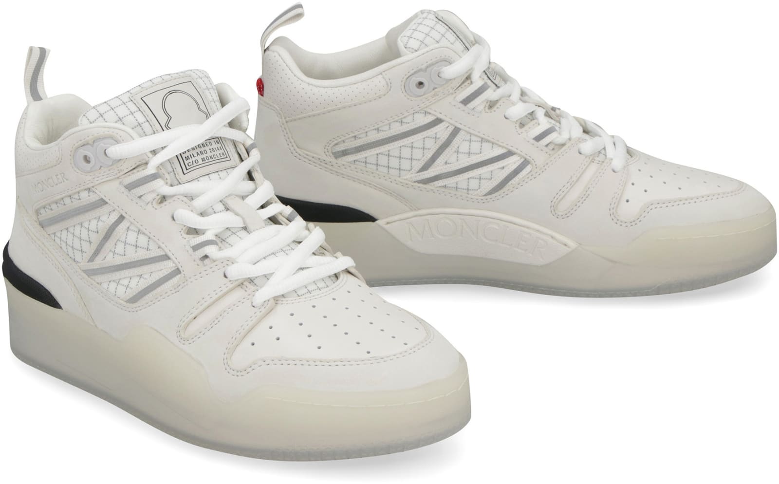 Moncler Pivot Leather Sneakers In White
