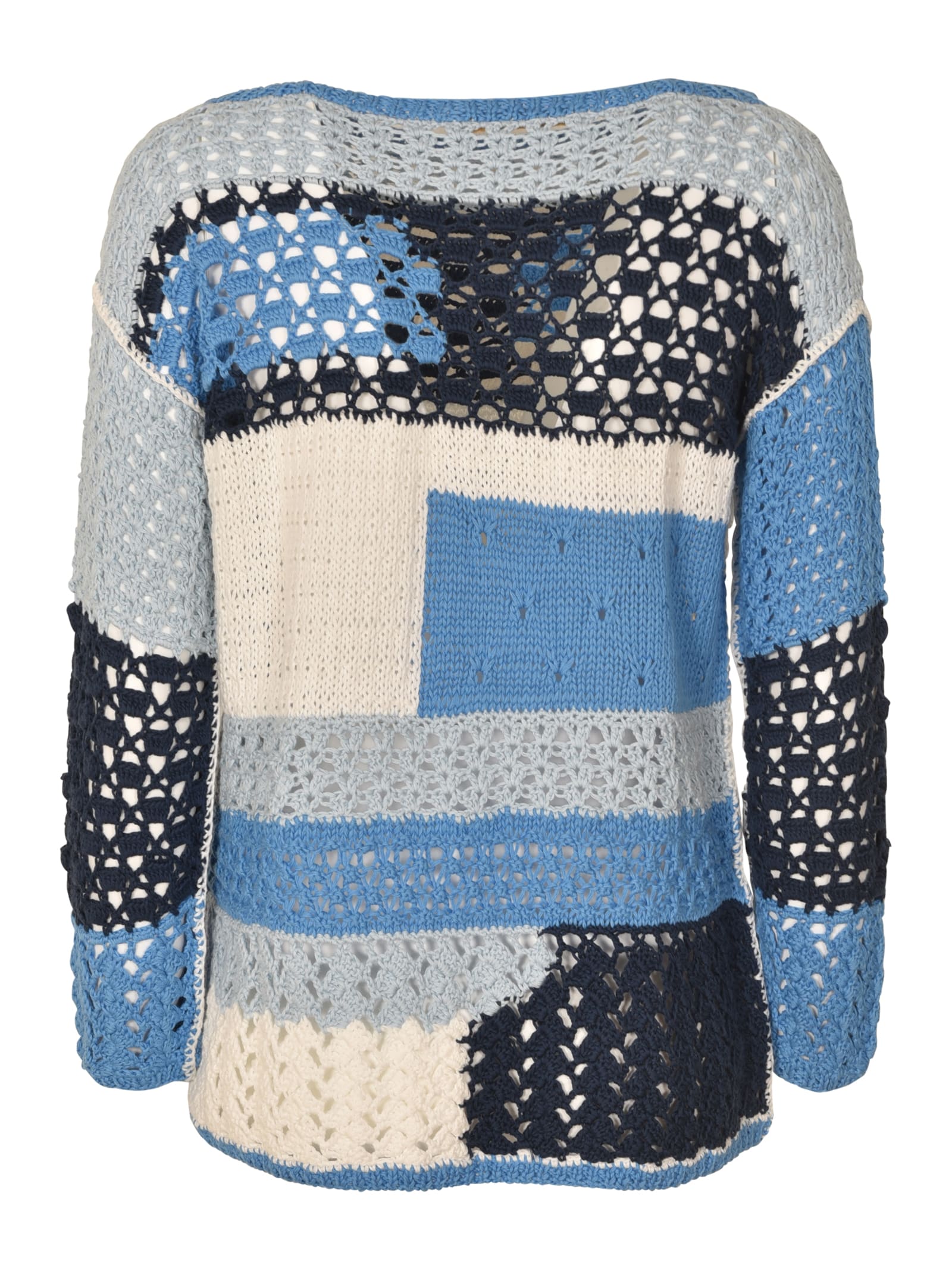 Shop Saverio Palatella Crochet Knit Sweater In Blue