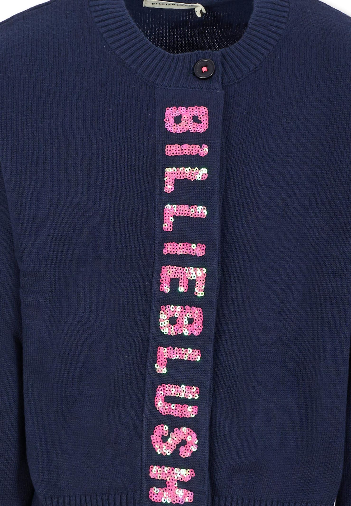 Billieblush Blue Cardigan For Girl With Logo In Blue