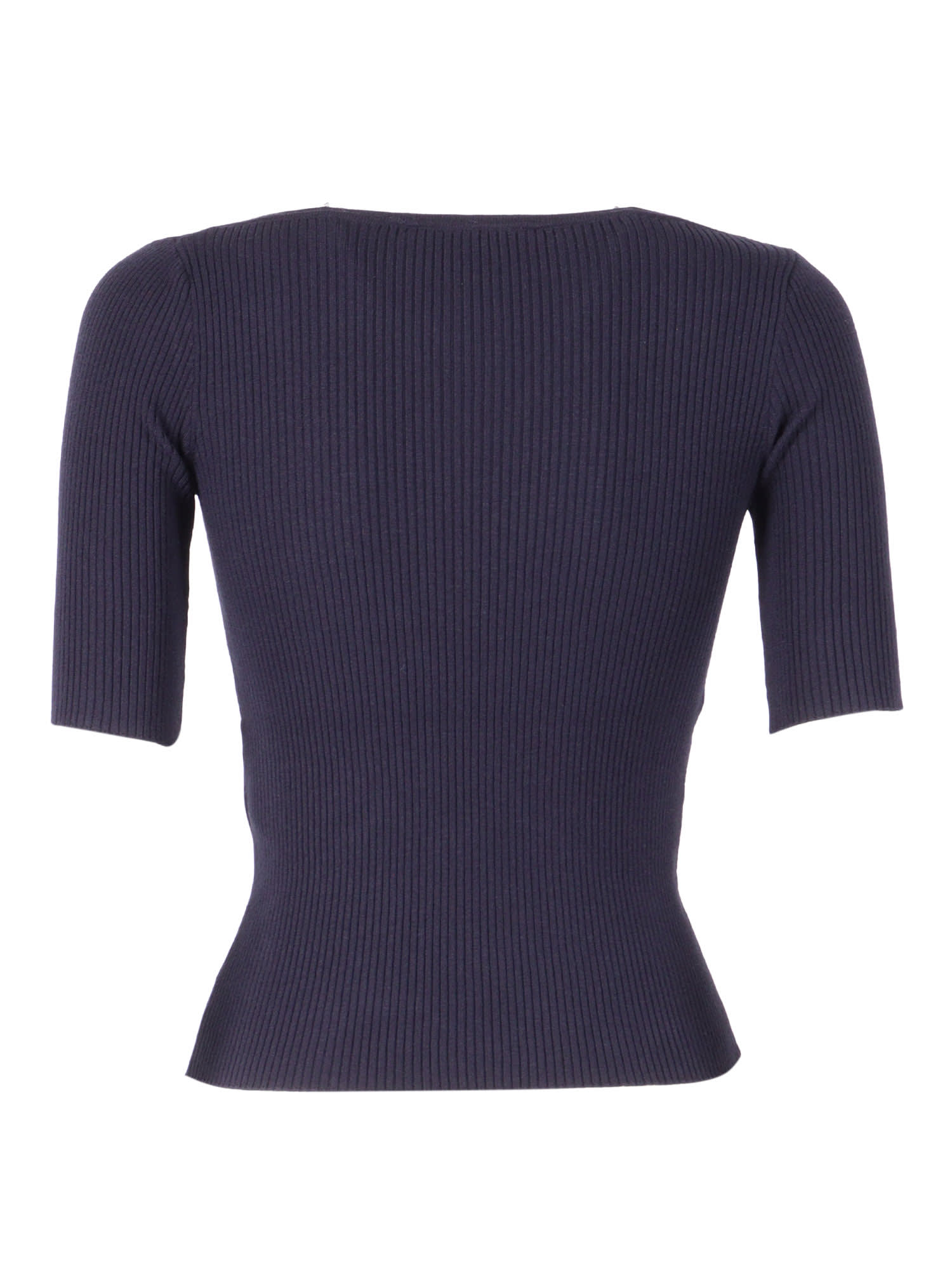 Weekend Max Mara Waser Ribbed T-shirt In Blue