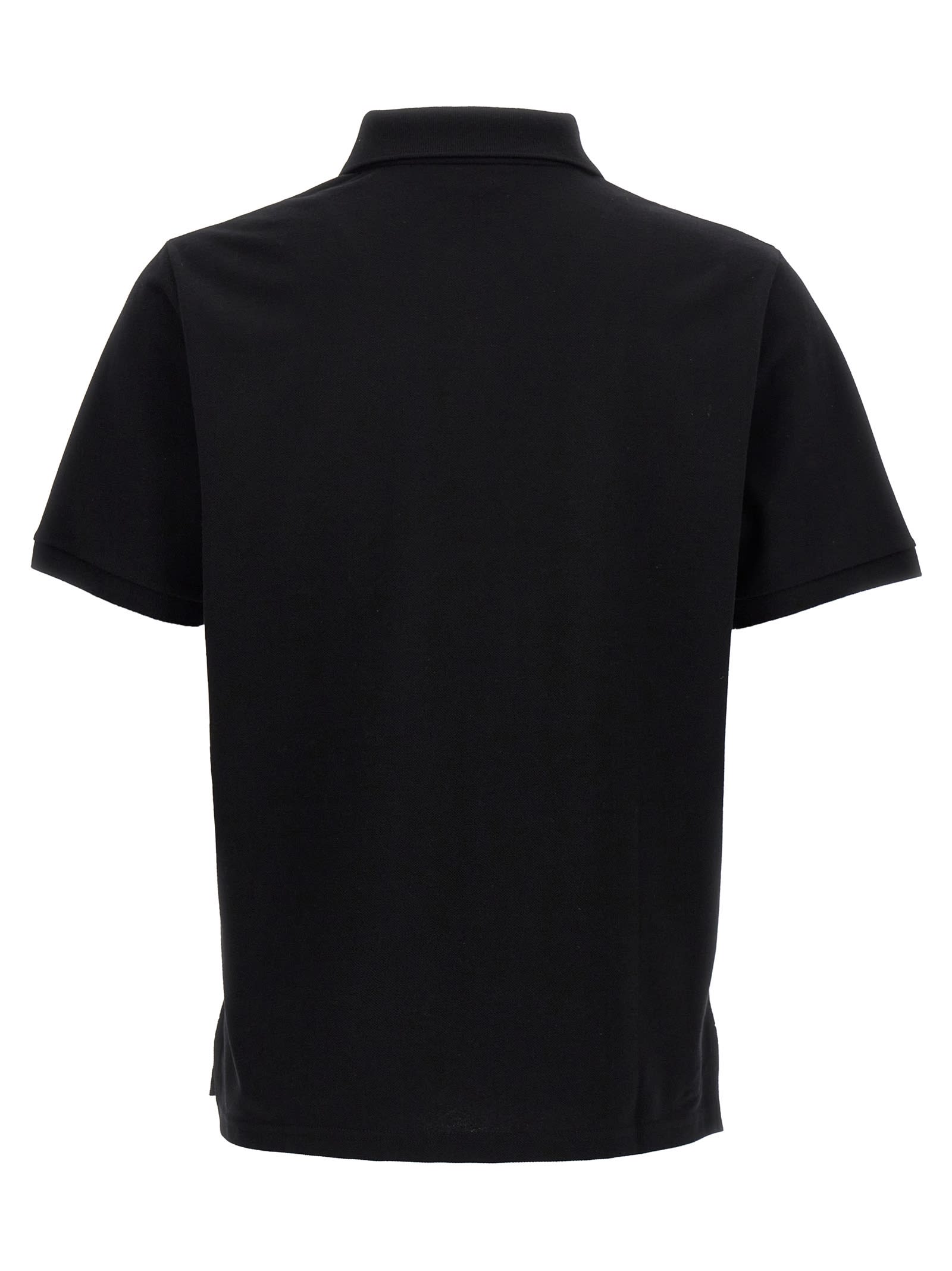 Shop Saint Laurent Logo Embroidery Polo Shirt In Black