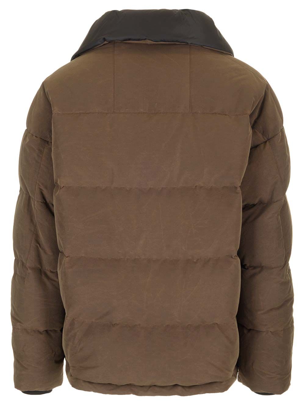 Shop Dolce & Gabbana High Collar Down Jacket In Brown