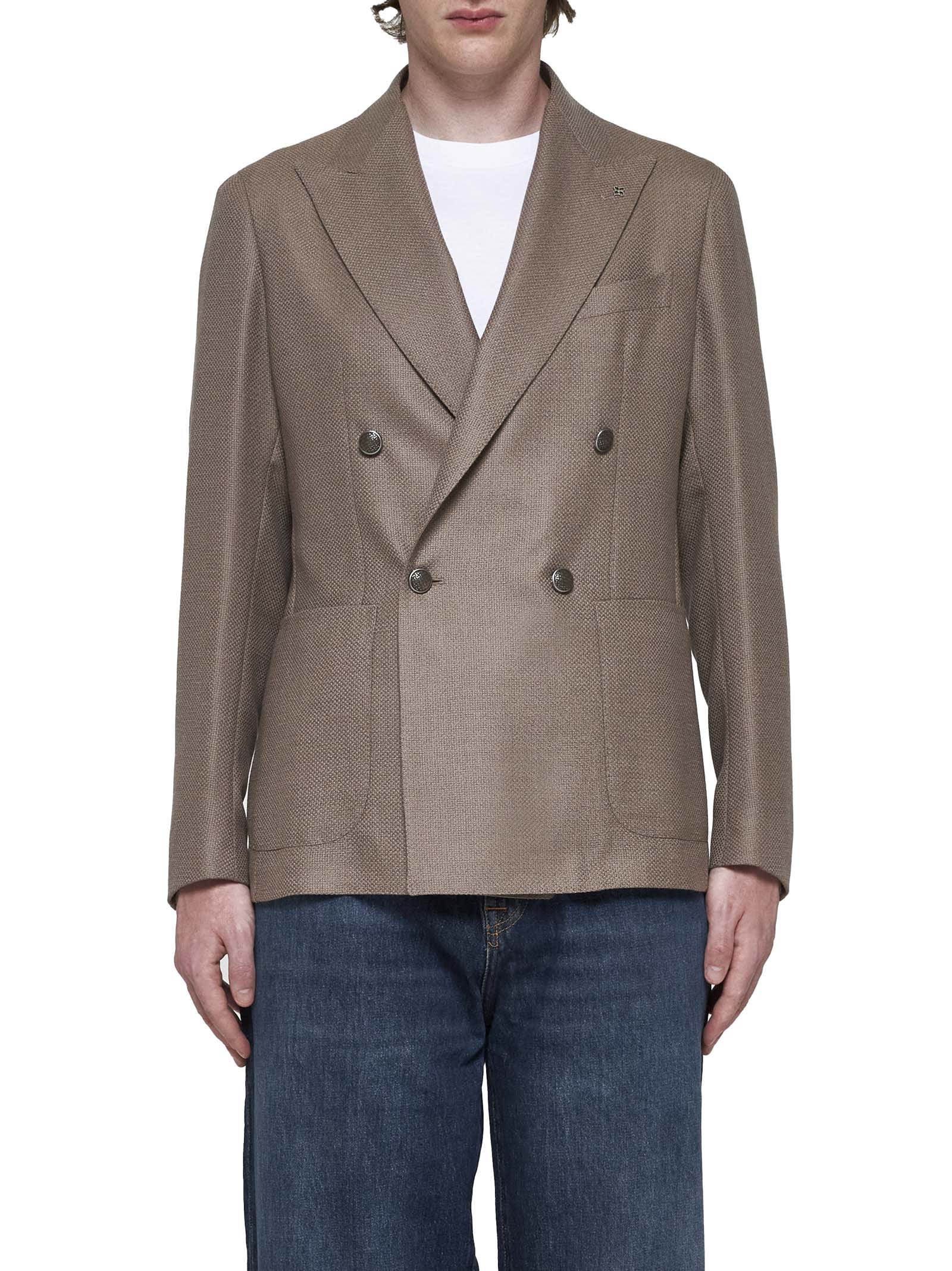 Shop Tagliatore Blazer In Dove Grey