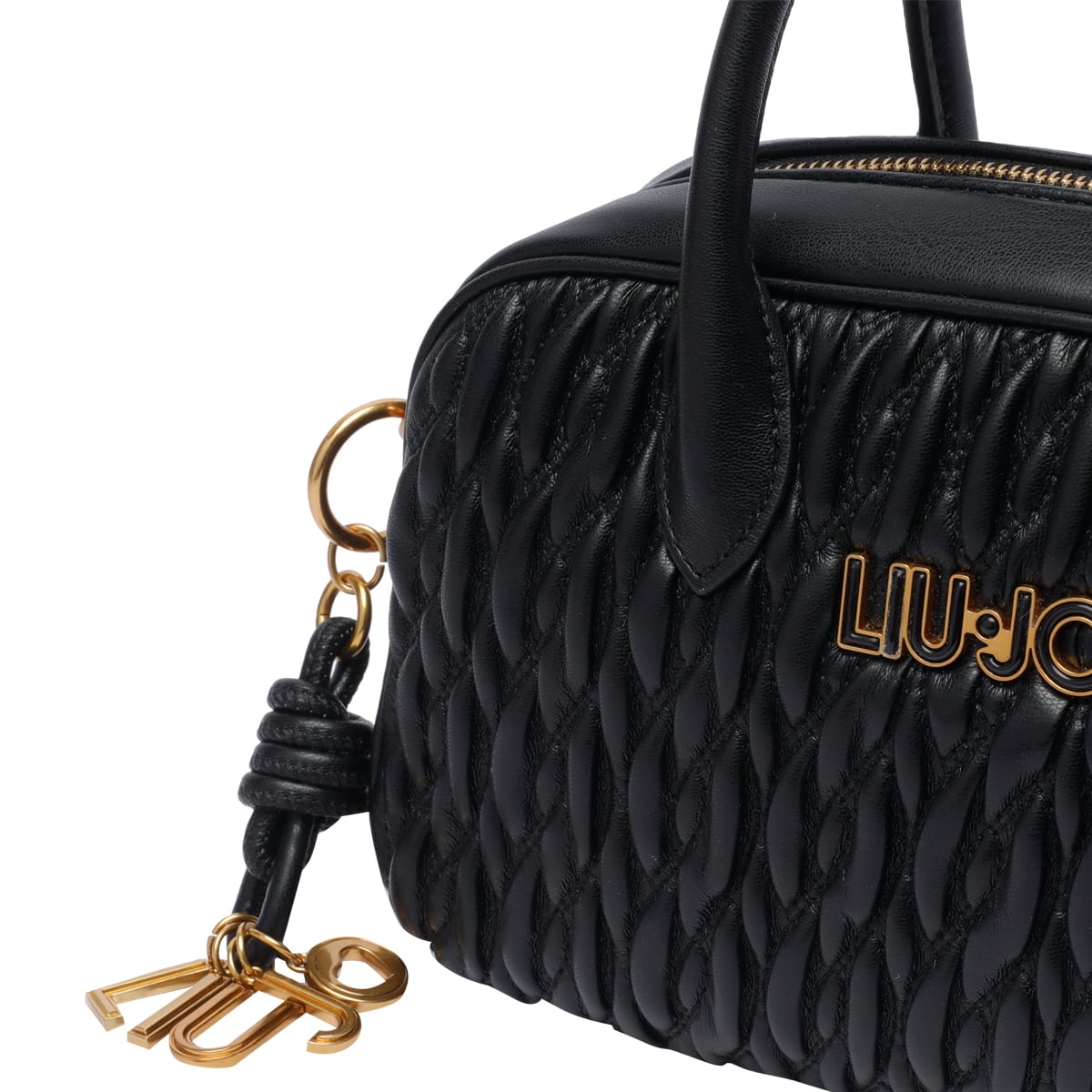 Shop Liu •jo Medium Logo Handbag In Black