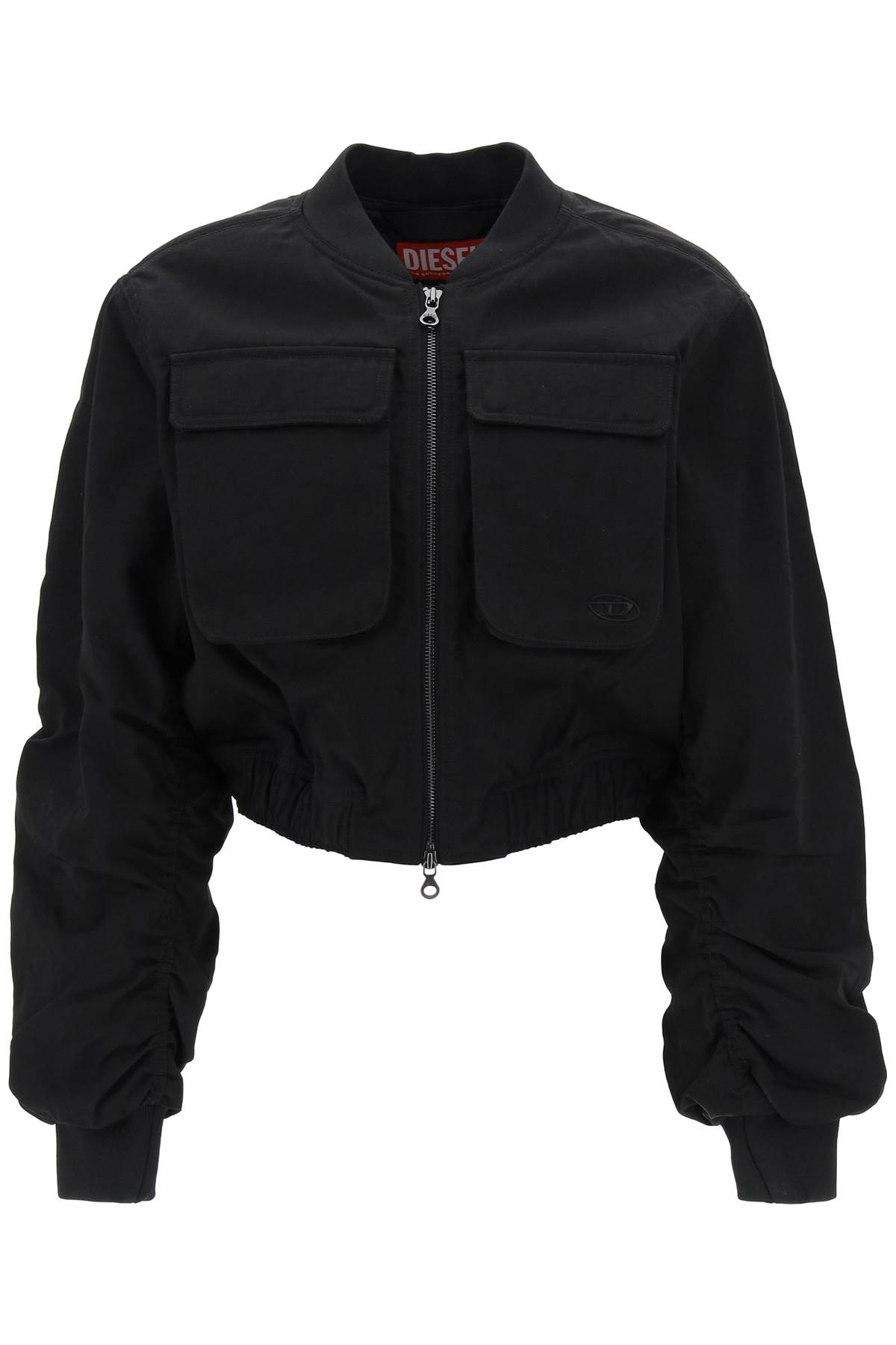 Shop Diesel Khlo Cropped Utility Jacket In Xx Black