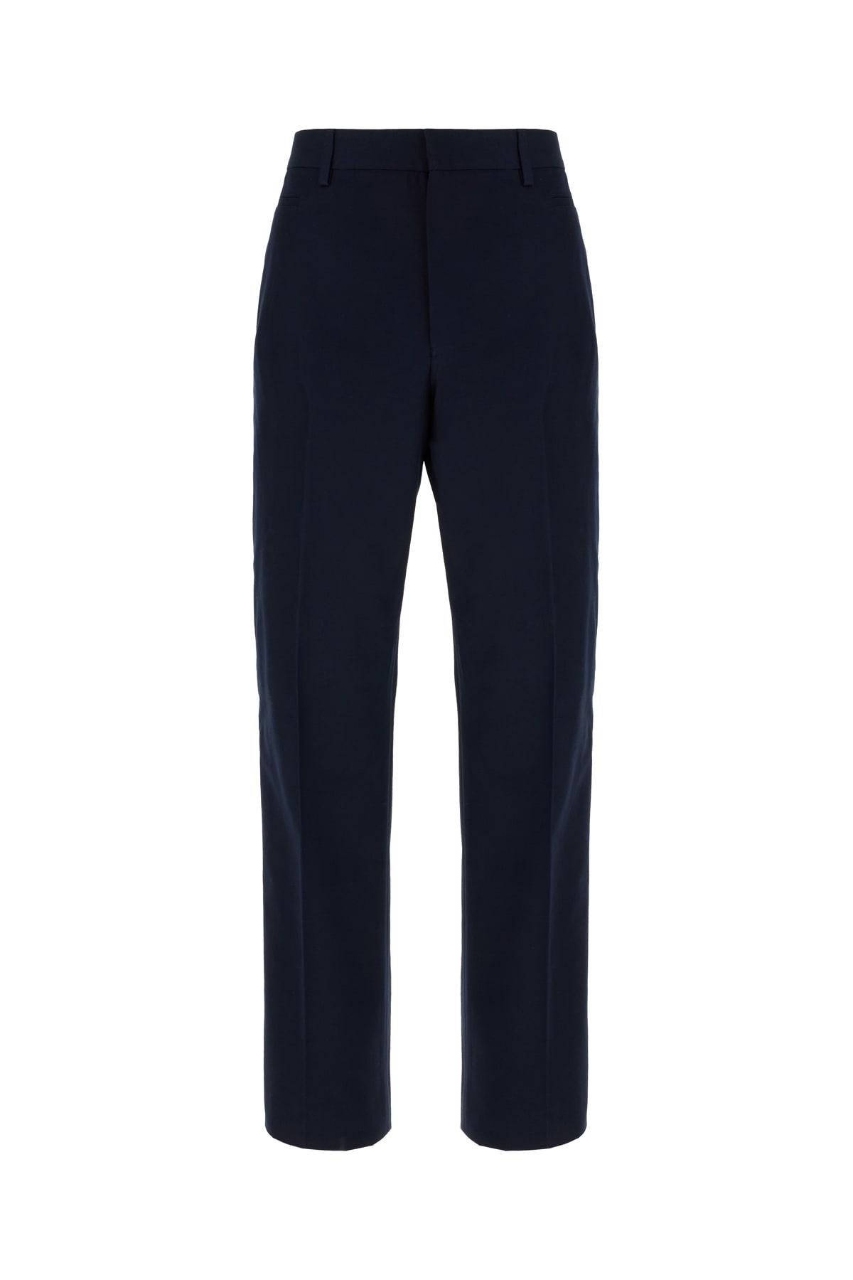 Ferragamo Navy Blue Cotton Pants In New Navy
