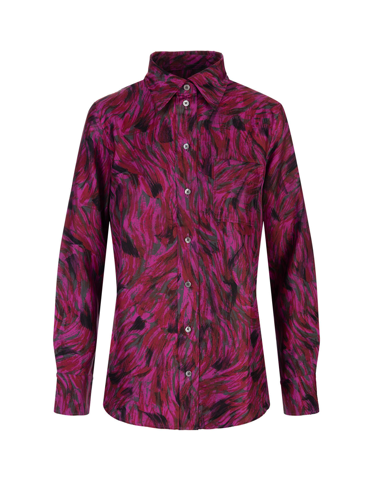 LANVIN FUCHSIA PRINTED SILK SHIRT 