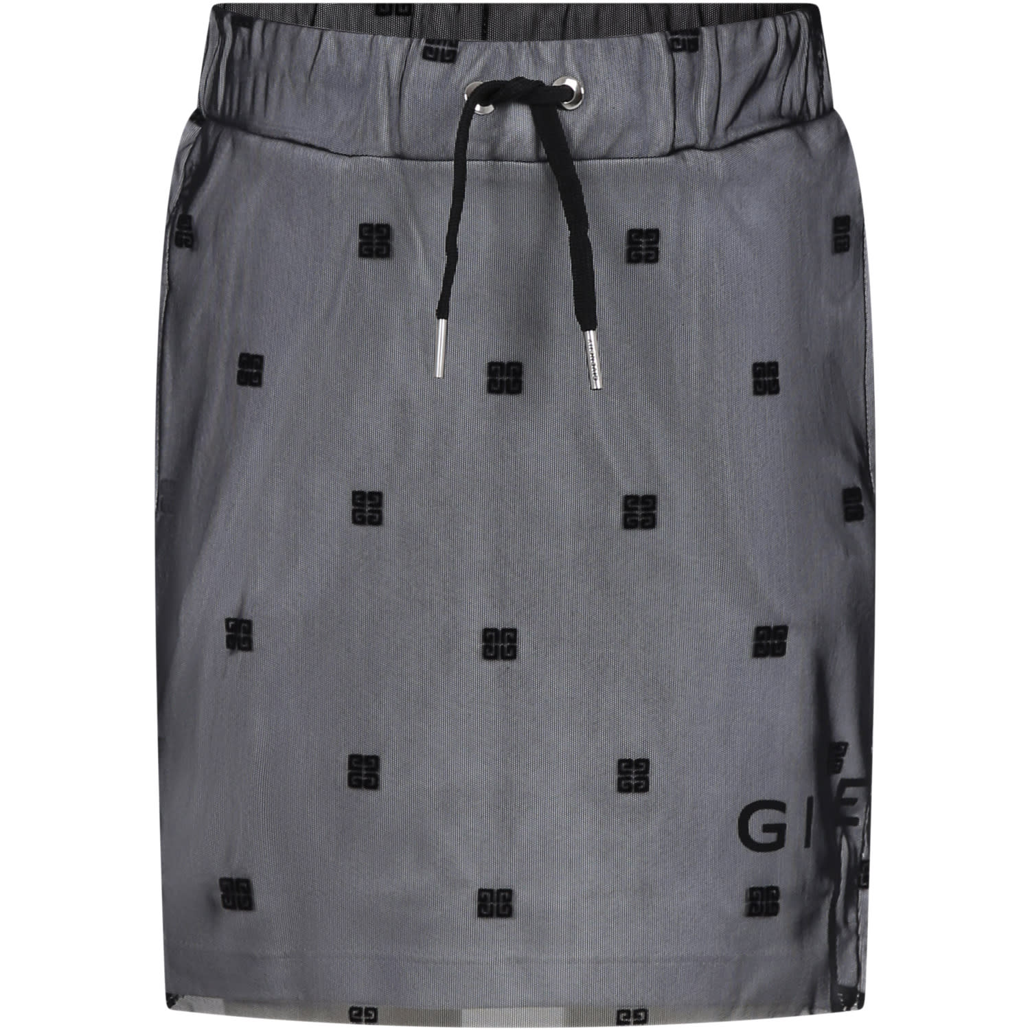 Givenchy Black Skirt For Girl With All Over 4g Motif