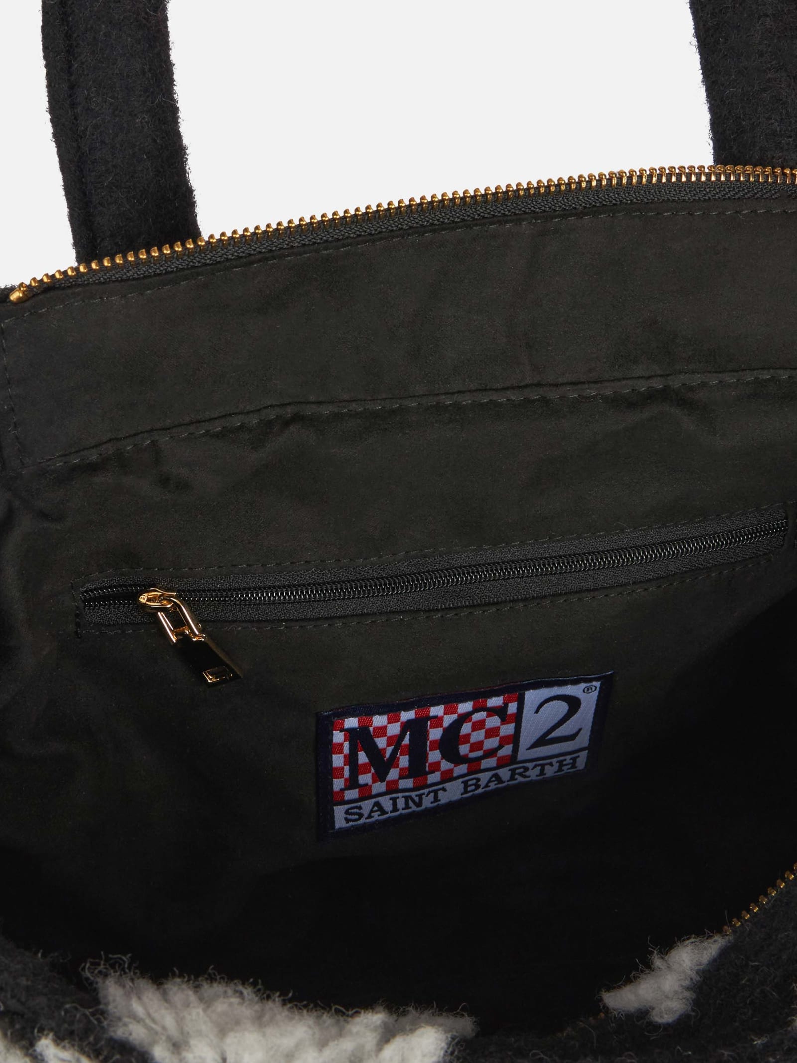 Mc2 Saint Barth Soft Wooly Clarine Handbag With Snowflake Jacquard Pattern In Black