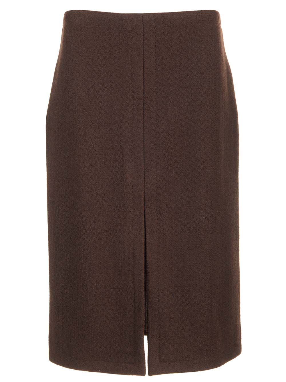 Shop Dries Van Noten Wool Pencil Skirt In Brown