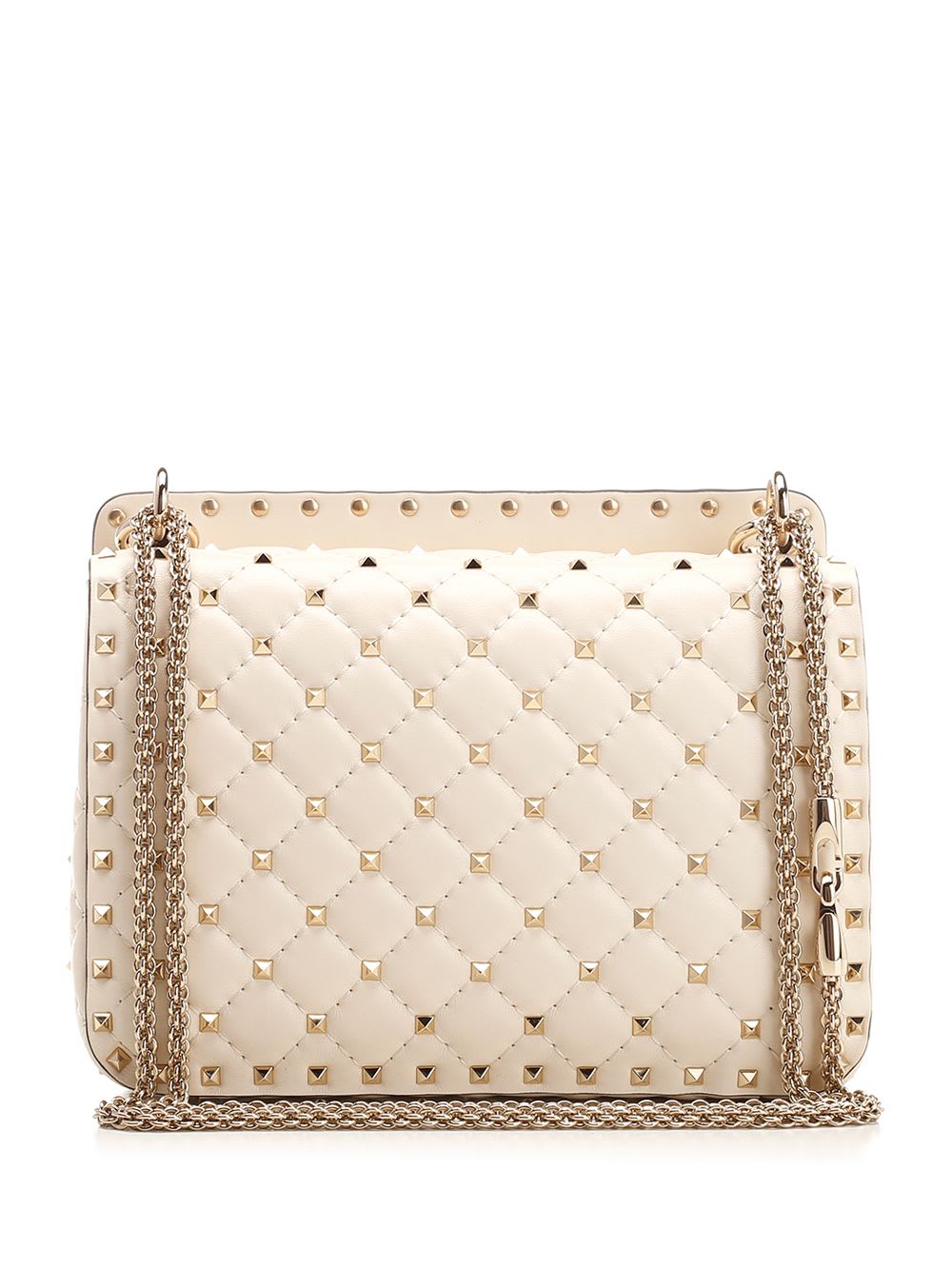 Shop Valentino Rockstud Spike Medium Shoulder Bag In White