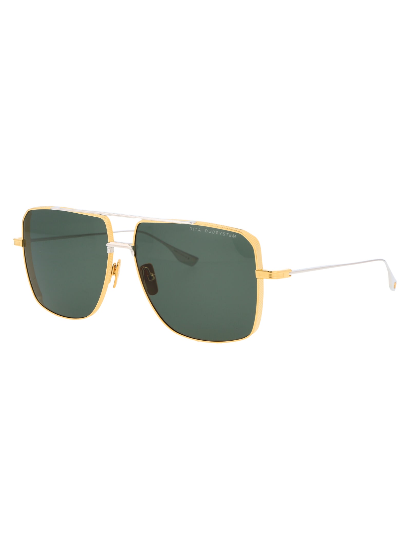 Shop Dita Dubsystem Sunglasses In Yellow Gold - Silver