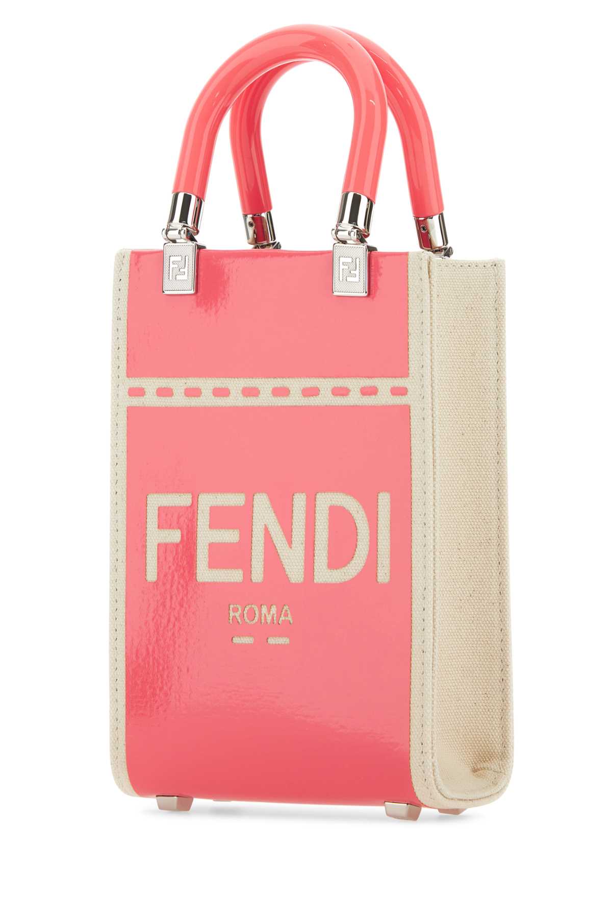 Shop Fendi Two-tone Canvas Mini Sunshine Handbag In Pinkcoral