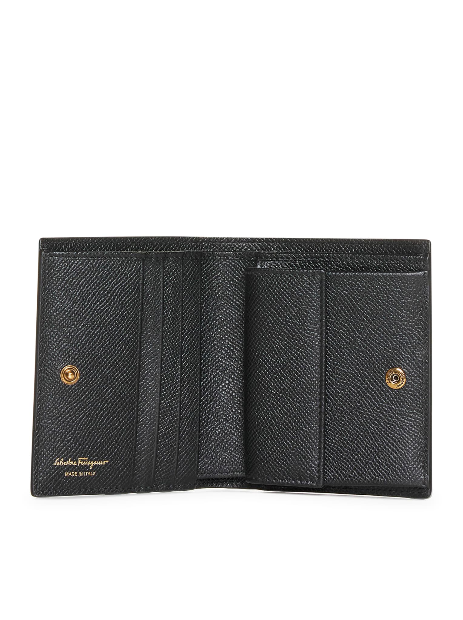 Shop Ferragamo Gancini Bifold Wallet In Black