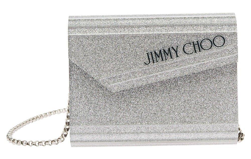 Jimmy Choo Candy Logo Printed Clutch Bag In Grey