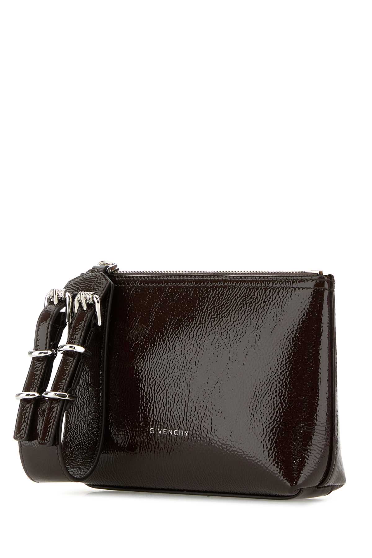 Shop Givenchy Dark Brown Leather Voyou Clutch In Ebonybrown