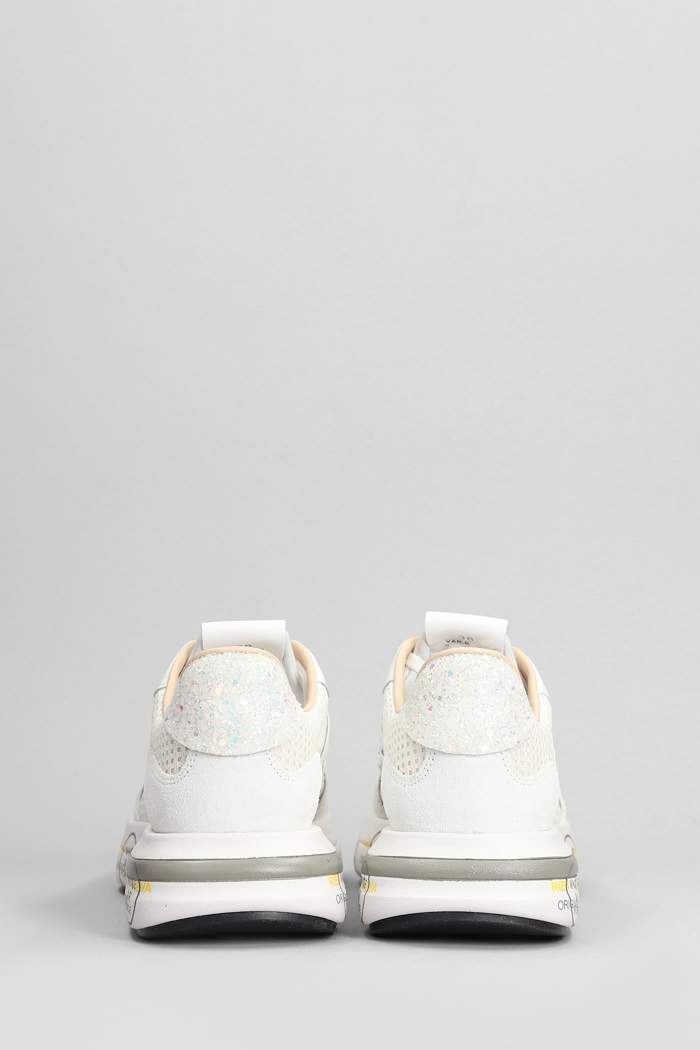 Shop Premiata Cassie Sneakers In White Suede And Fabric