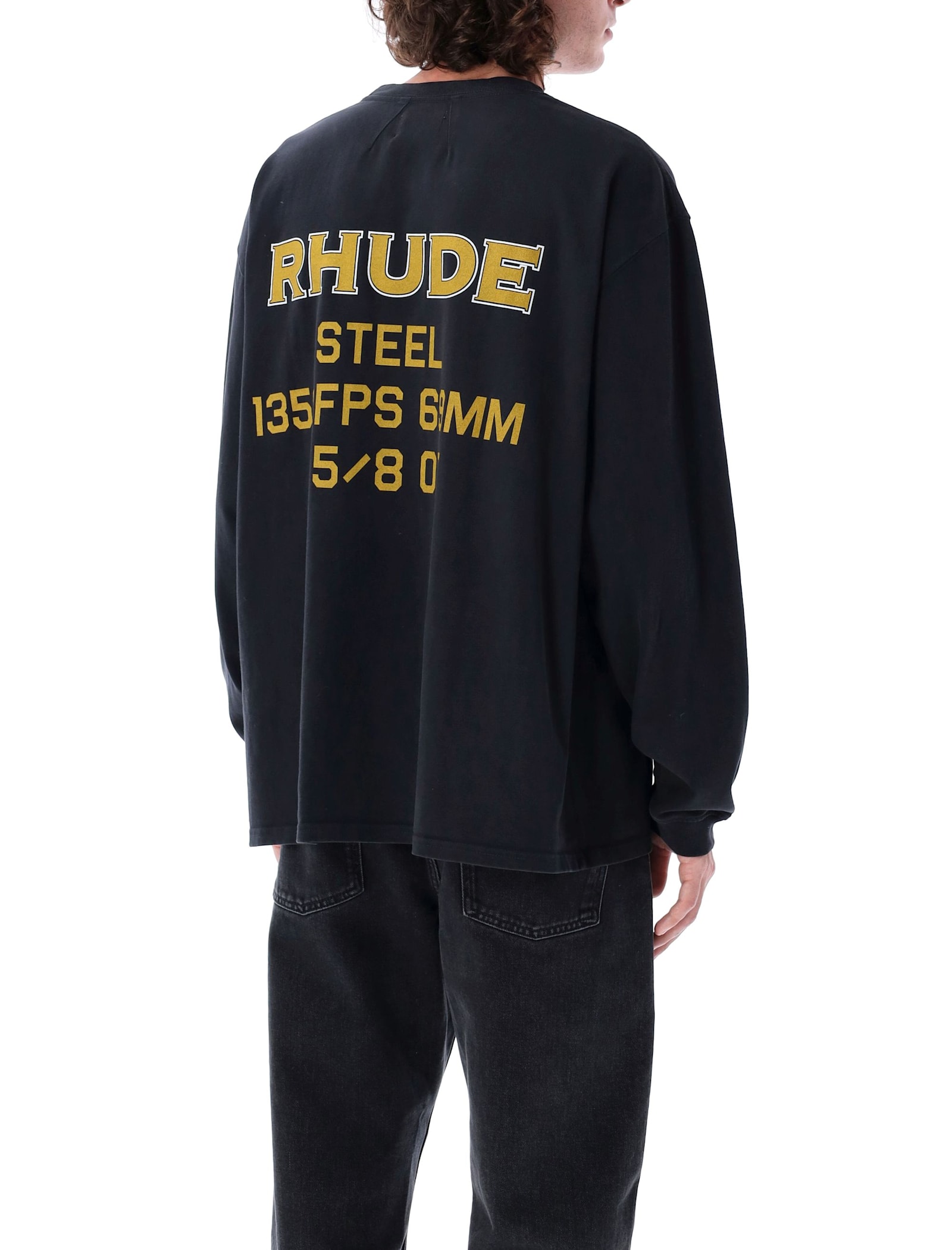 Shop Rhude Still L/s T-shirt In Vntg Black