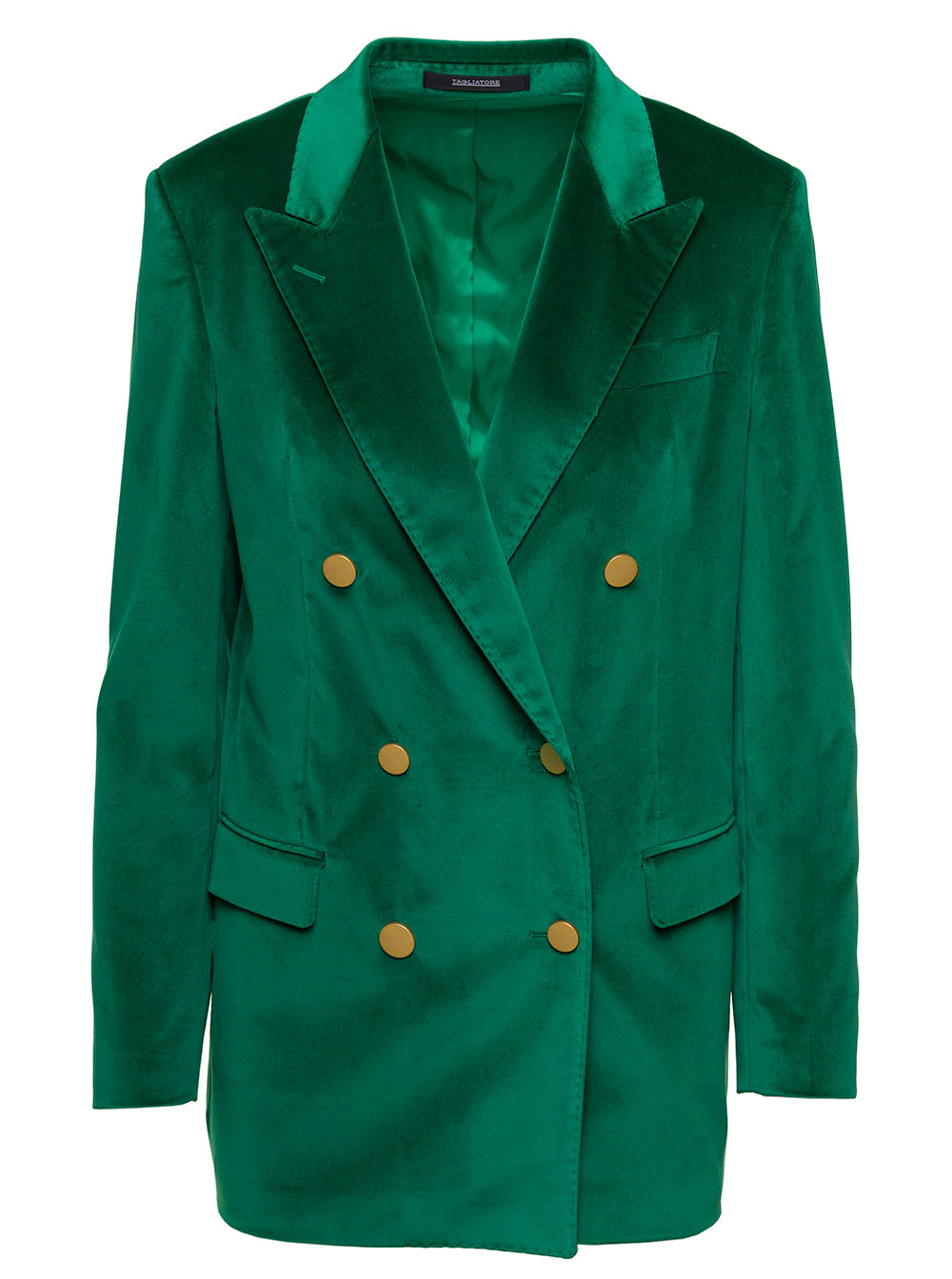 Jasmine Emerald Green Double Breasted Blazer In Cotton Velvet Woman Tagliatore