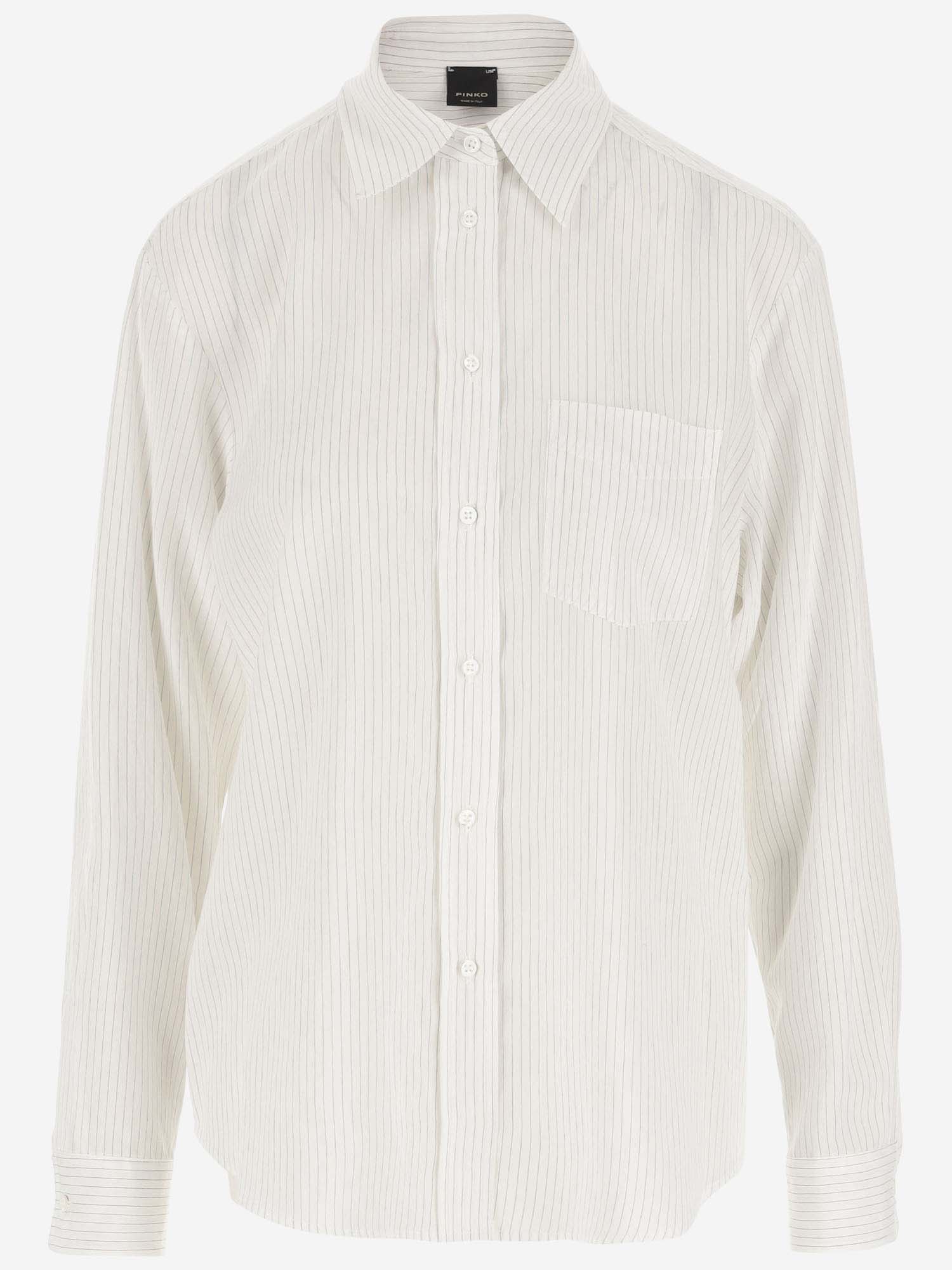 Shop Pinko Viscose Blend Shirt With Striped Pattern In White