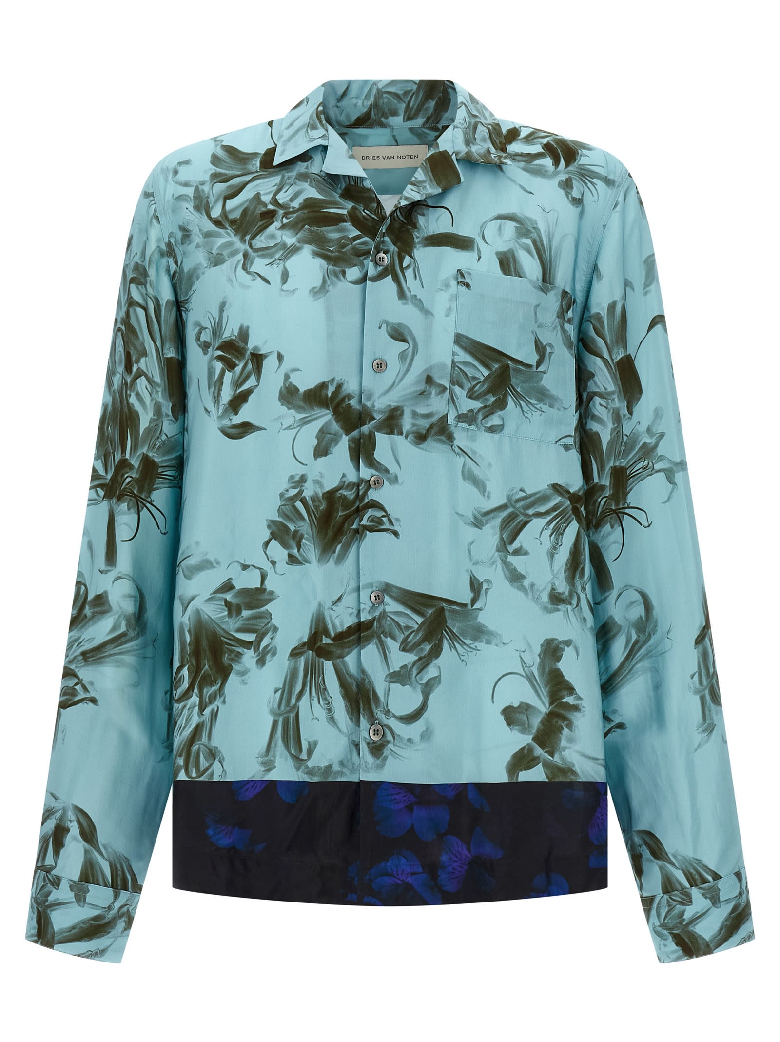 Dries Van Noten Floral Pattern Long Sleeves Shirt With Chest Pocket In Multi