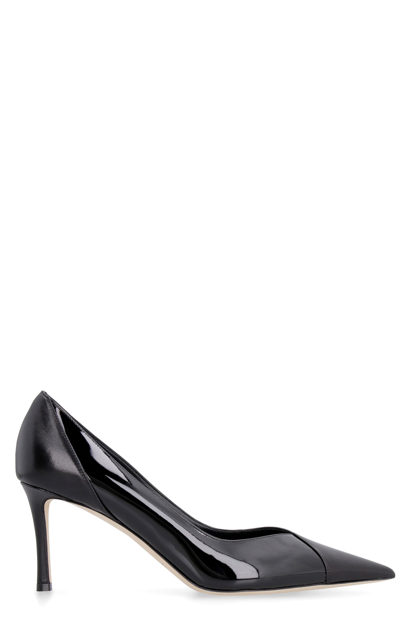 JIMMY CHOO CASS 75 PATENT LEATHER POINTY-TOE PUMPS