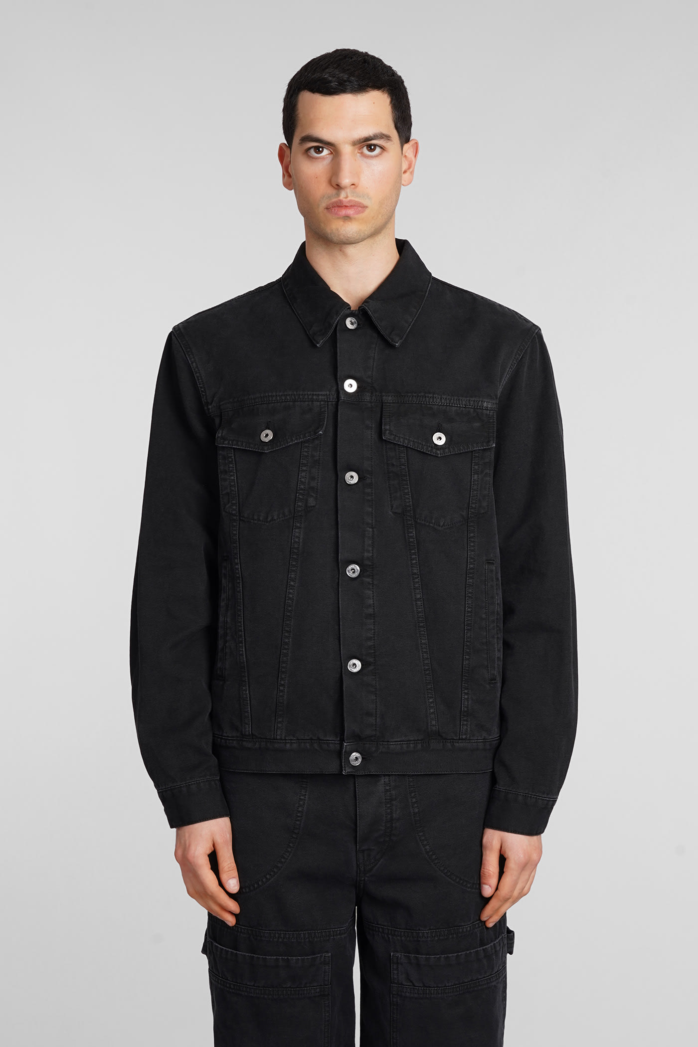 Shop Off-white Denim Jackets In Black Cotton