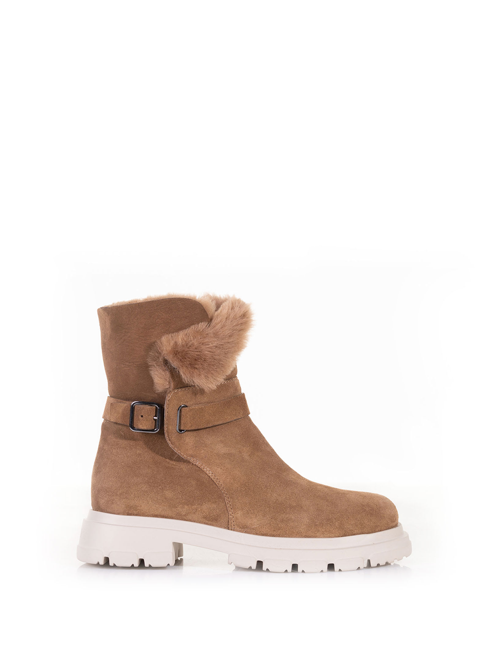 Candice Cooper Suede Ankle Boot With Zip And Fur
