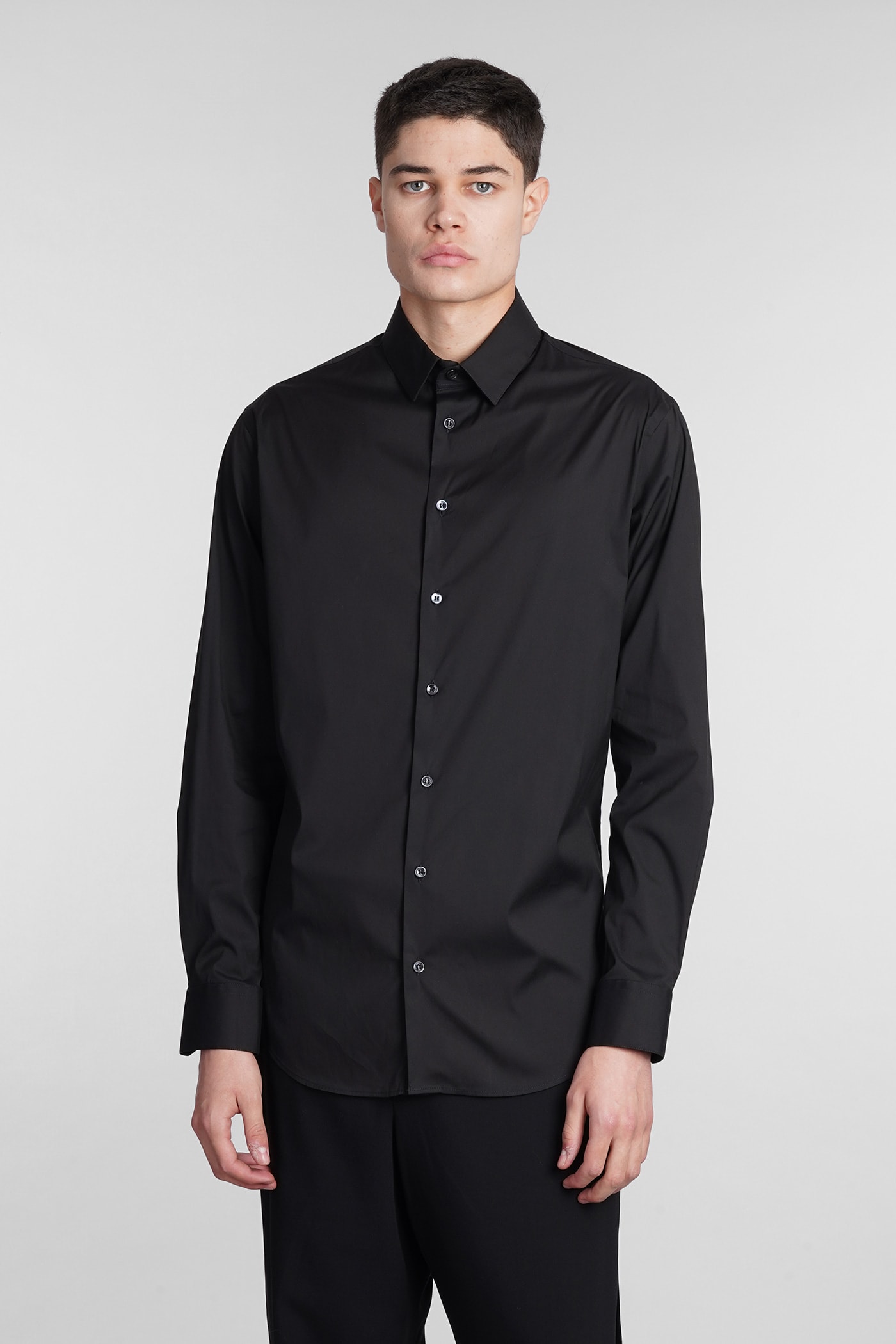 GIORGIO ARMANI SHIRT IN BLACK COTTON