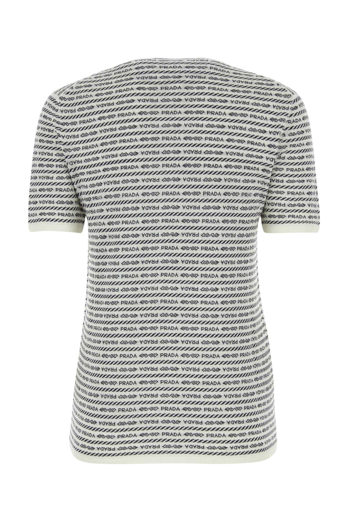 Shop Prada Embroidered Wool Sweater In Biancoblu