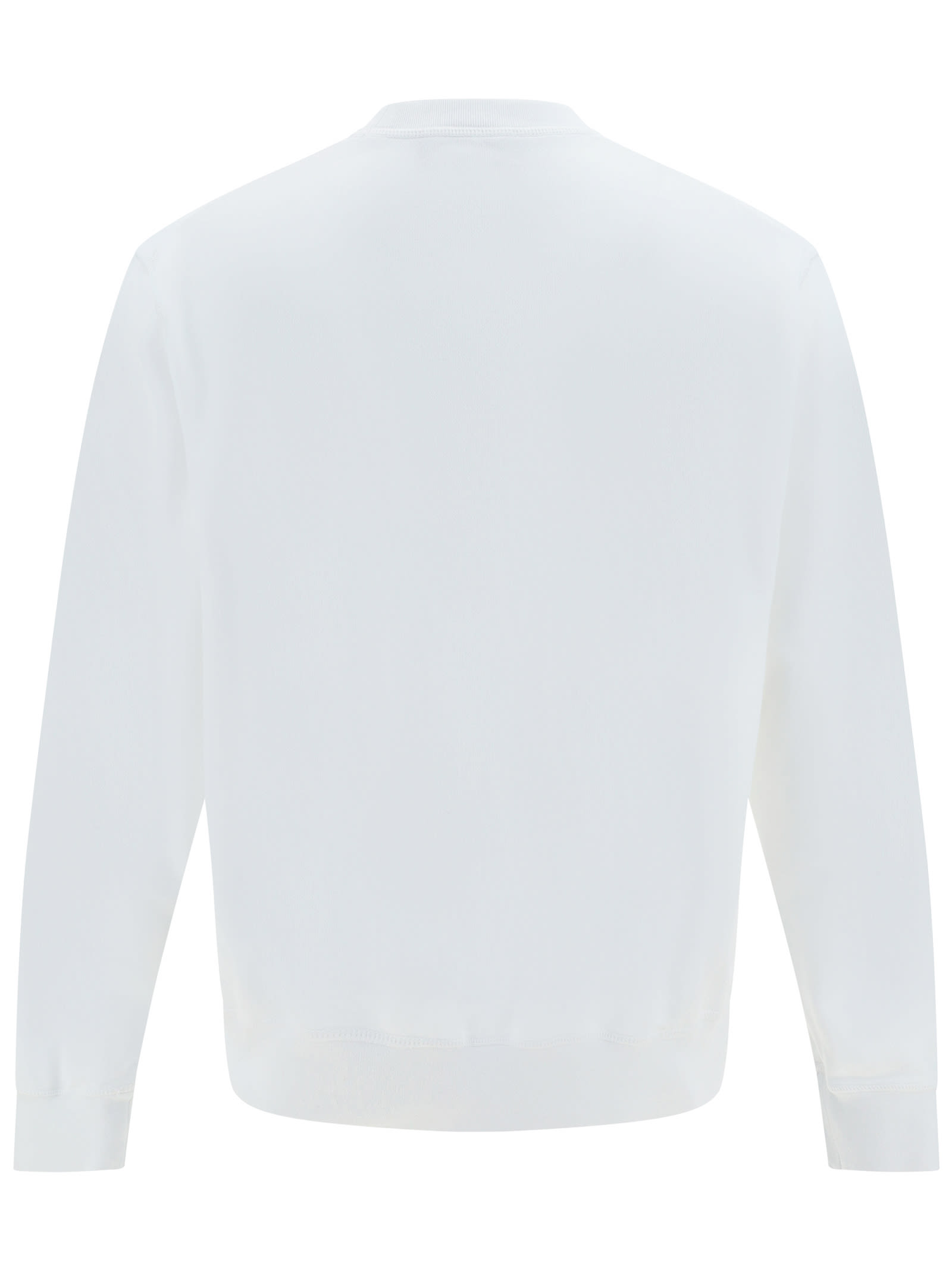 Dsquared2 Ribbed Crew-neck Cotton Sweatshirt With Long Sleeves In 100