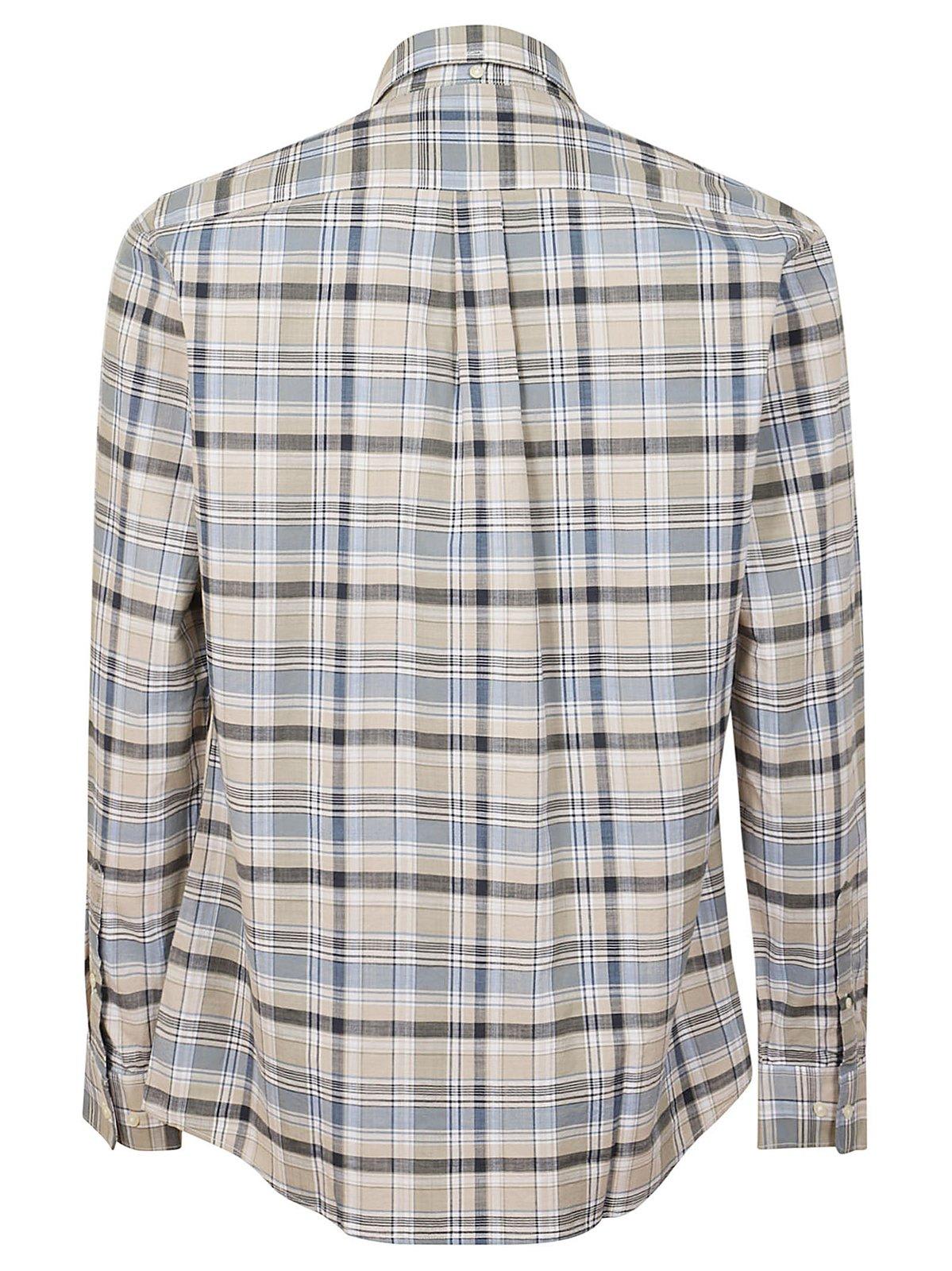 Shop Barbour Logo Detailed Checked Shirt In Stone