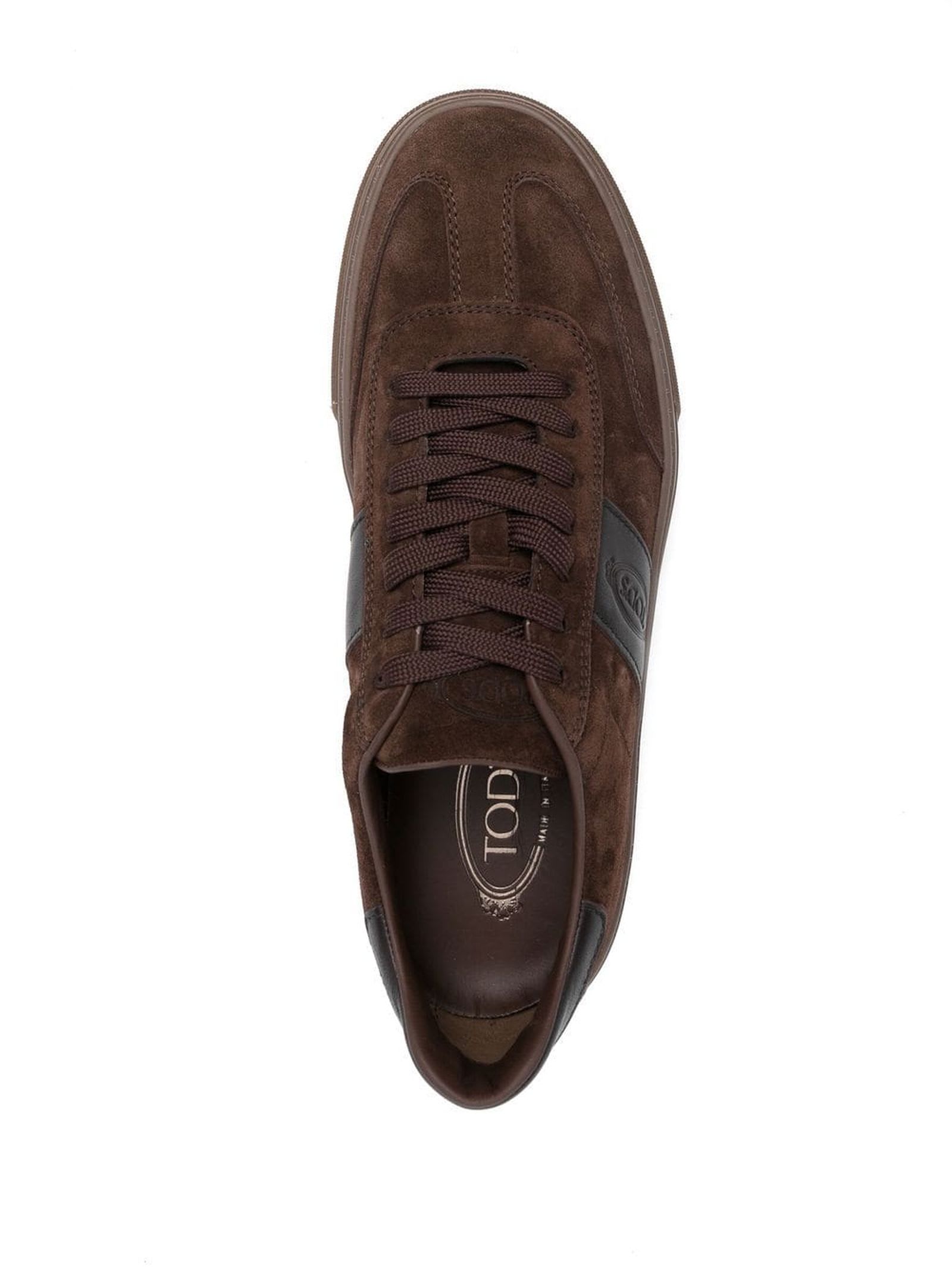 Shop Tod's Brown Sneakers In Suede