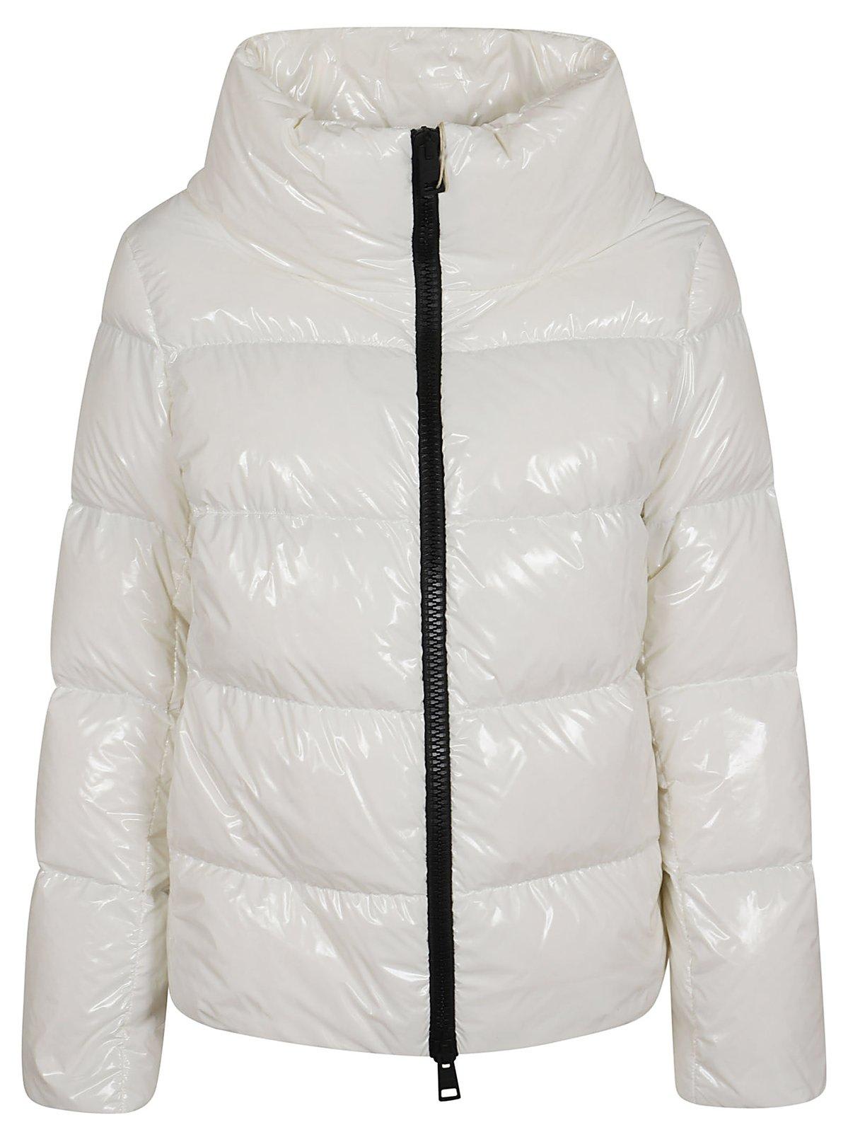 Shop Herno Zipped Hooded Down Jacket In White