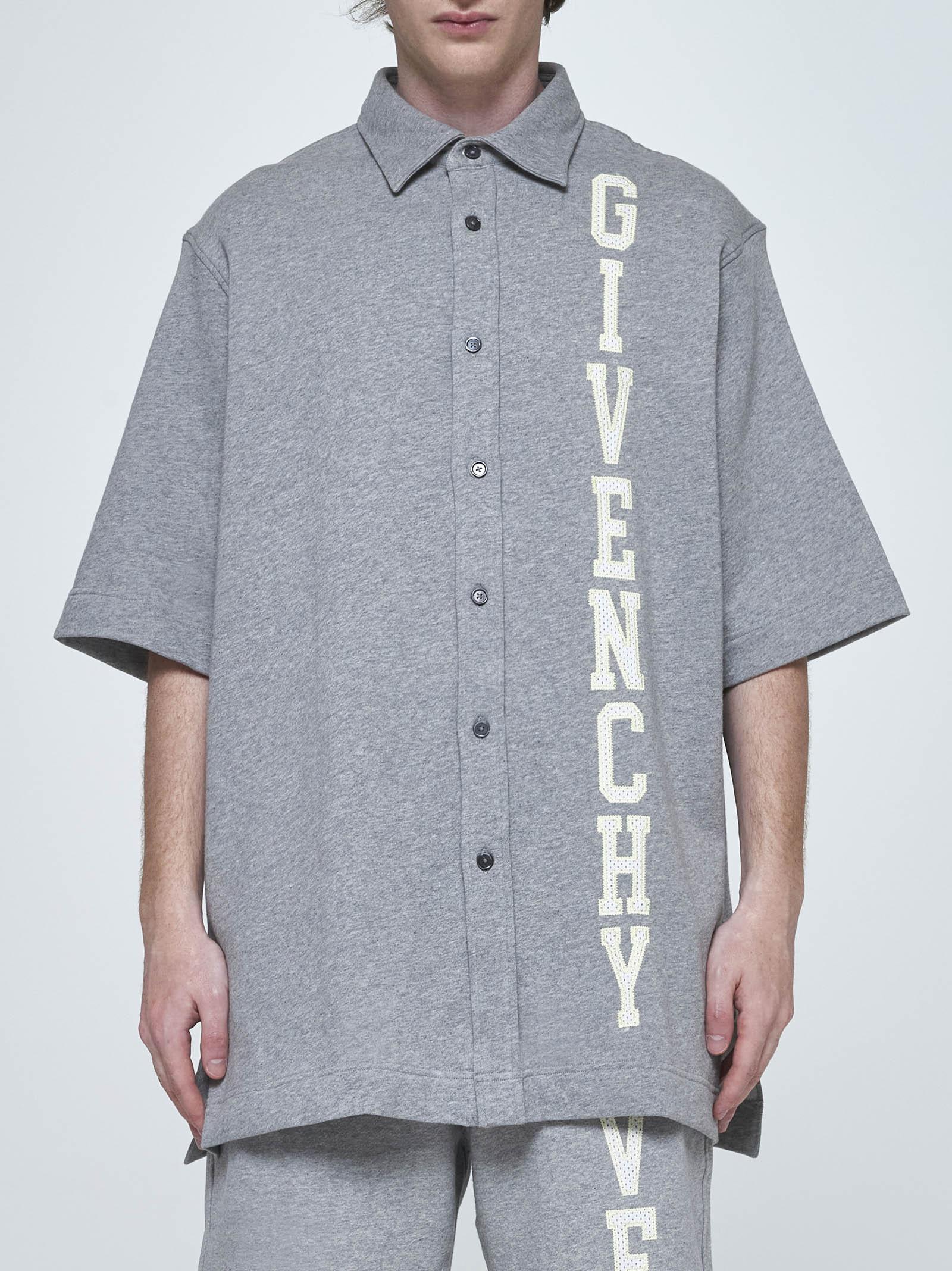 Shop Givenchy Logo Cotton Shirt In Grigio