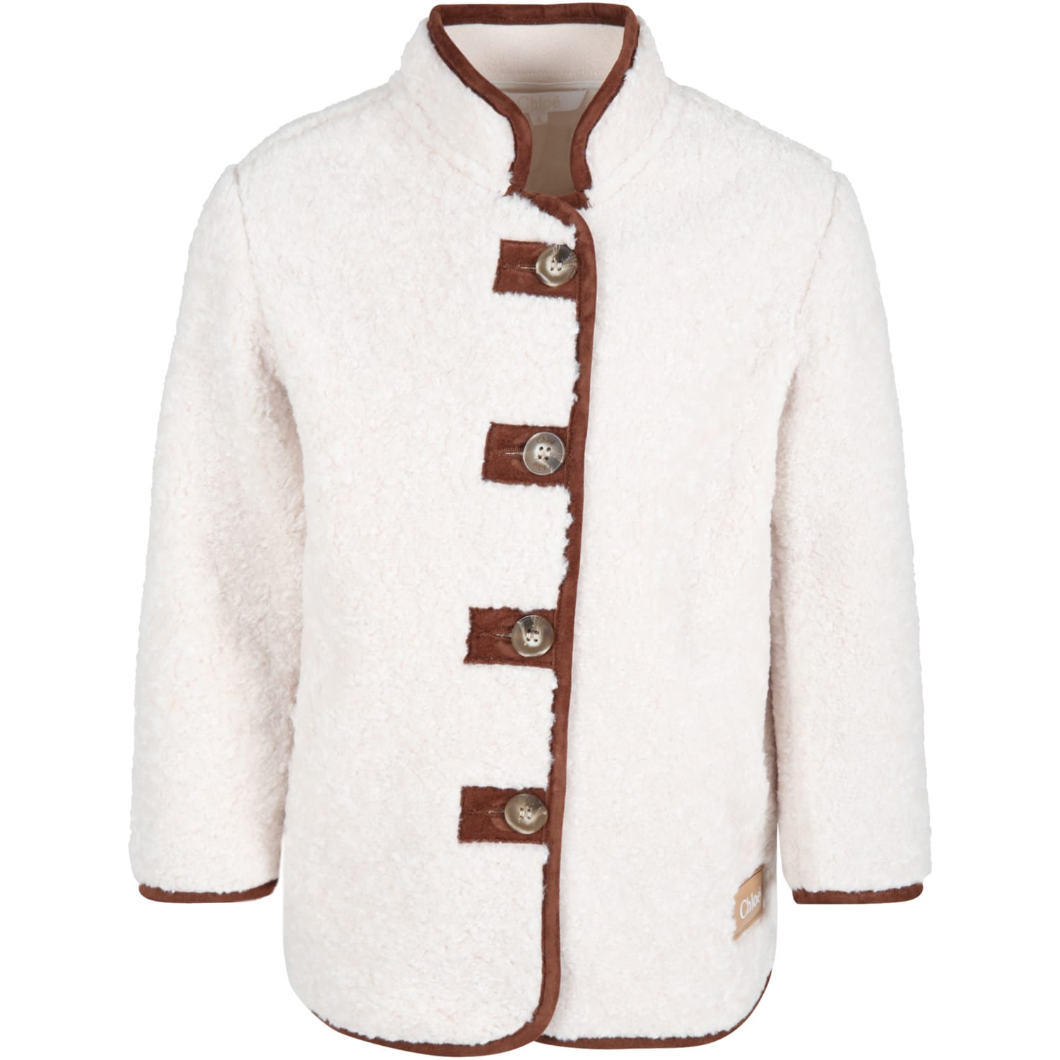 Chloé Beige Jacket For Girl With Logo