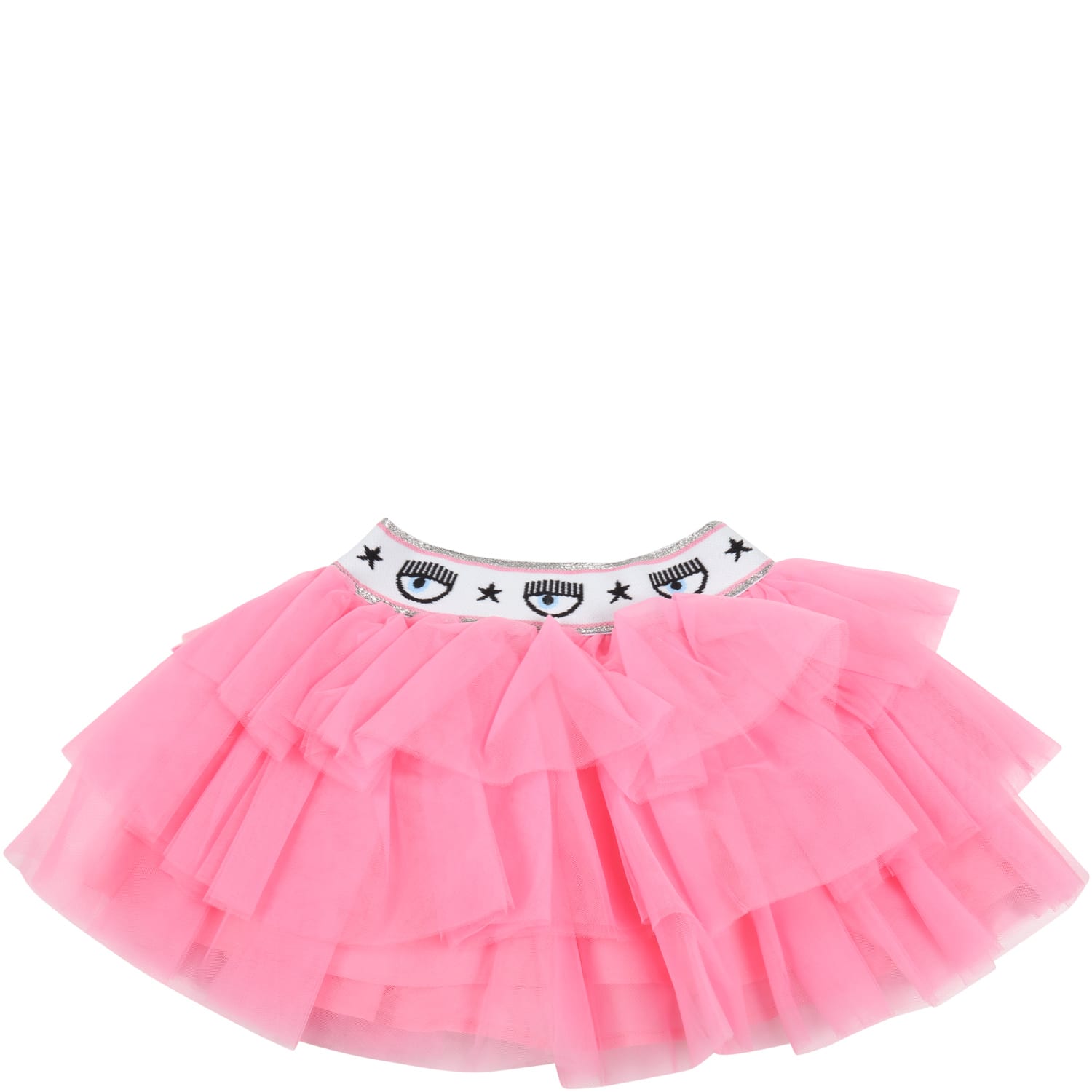 Chiara Ferragni Pink Skirt For Baby Girl With Iconic Blinking Eye