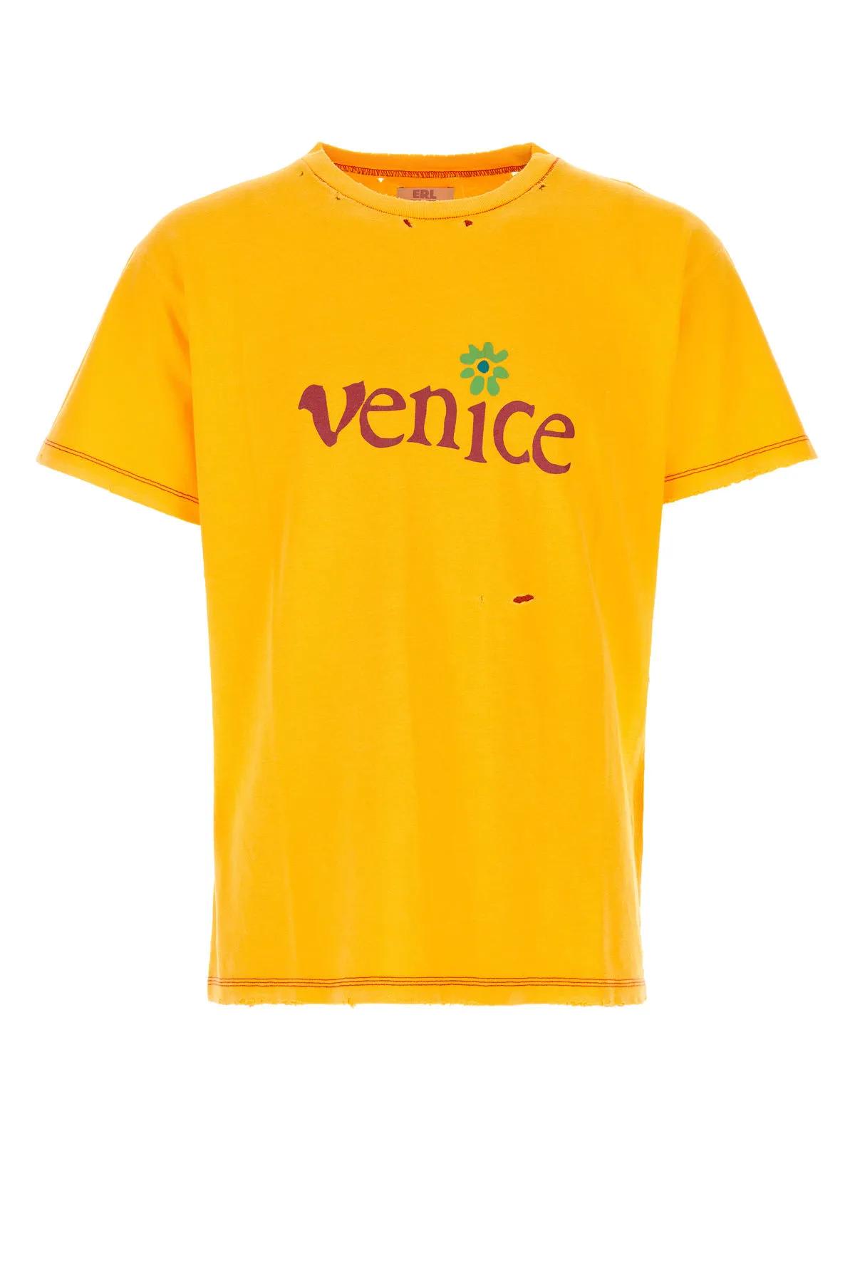 Shop Erl Yellow Cotton Blend T-shirt