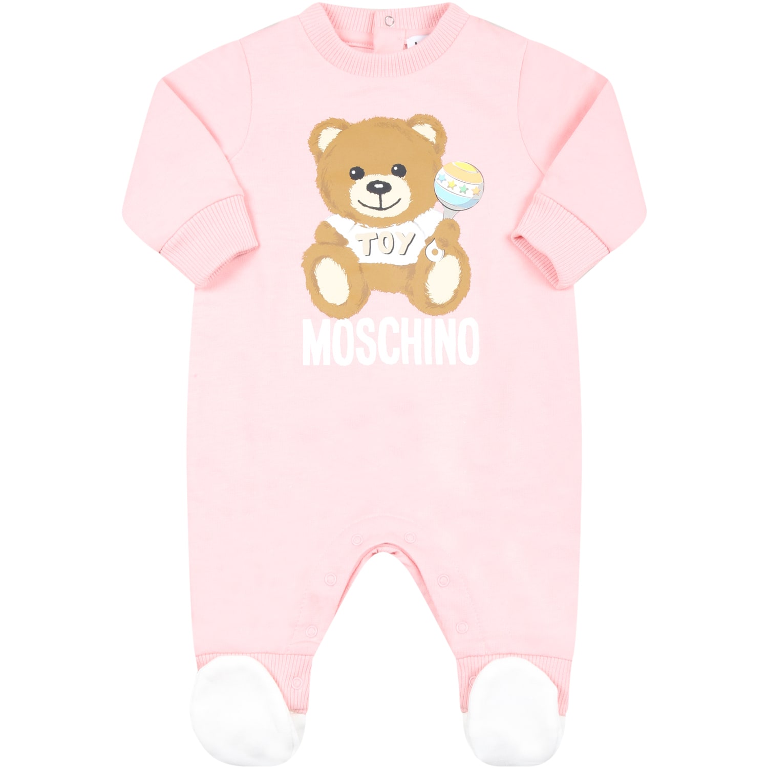 Moschino Pink Jumpsuit For Baby Girl With Teddy Bear