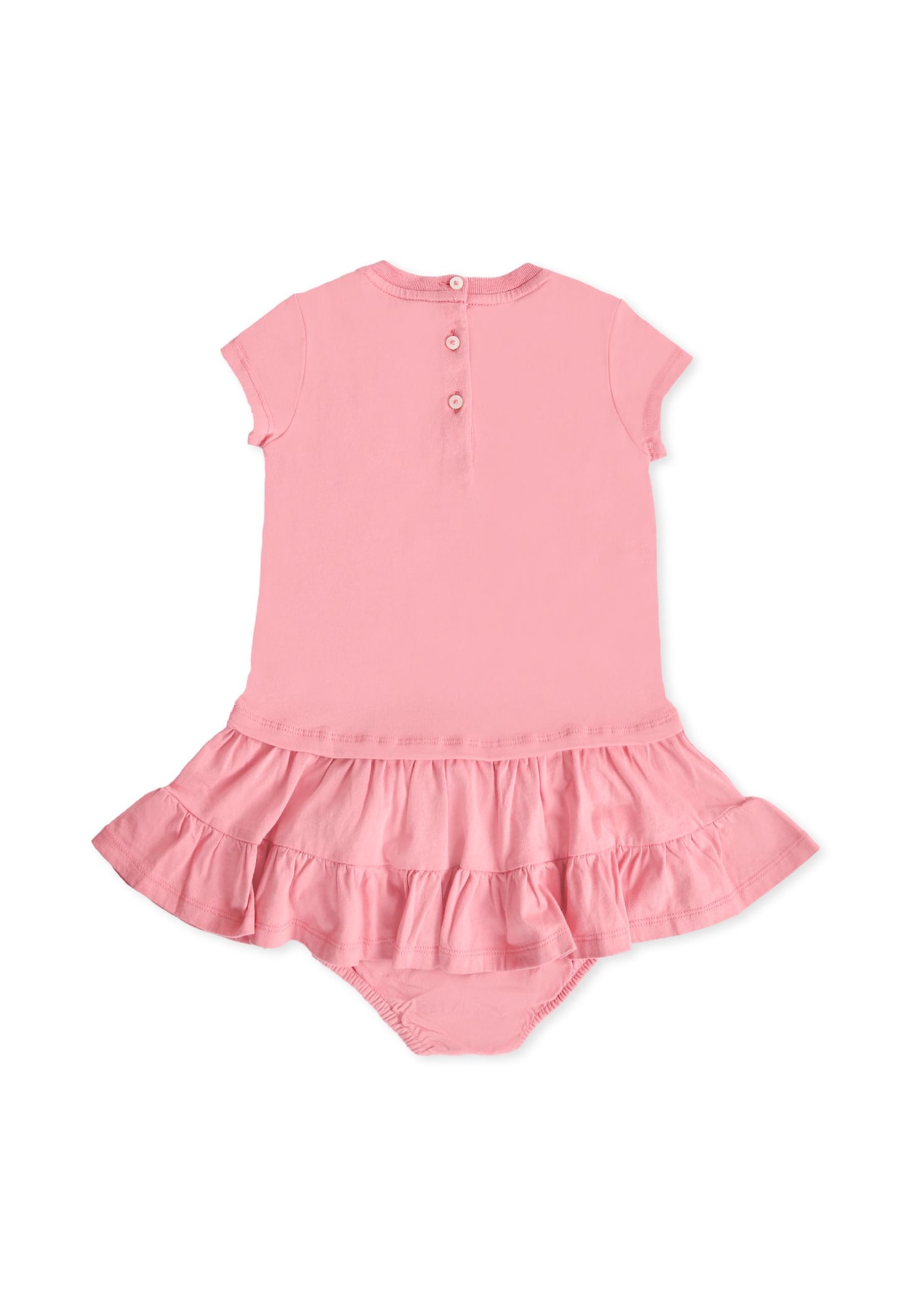 Ralph Lauren Pink Dress For Baby Girl With Polo Bear In Pink