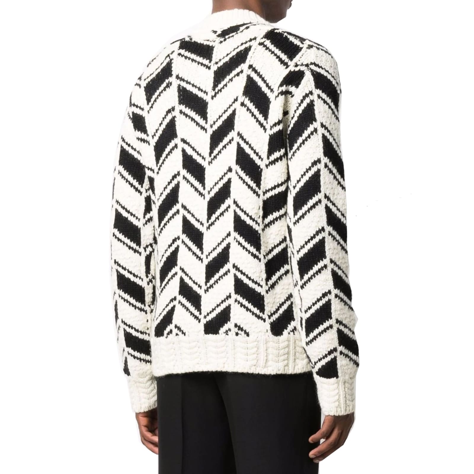 Shop Saint Laurent Chevron Motif Sweater In White