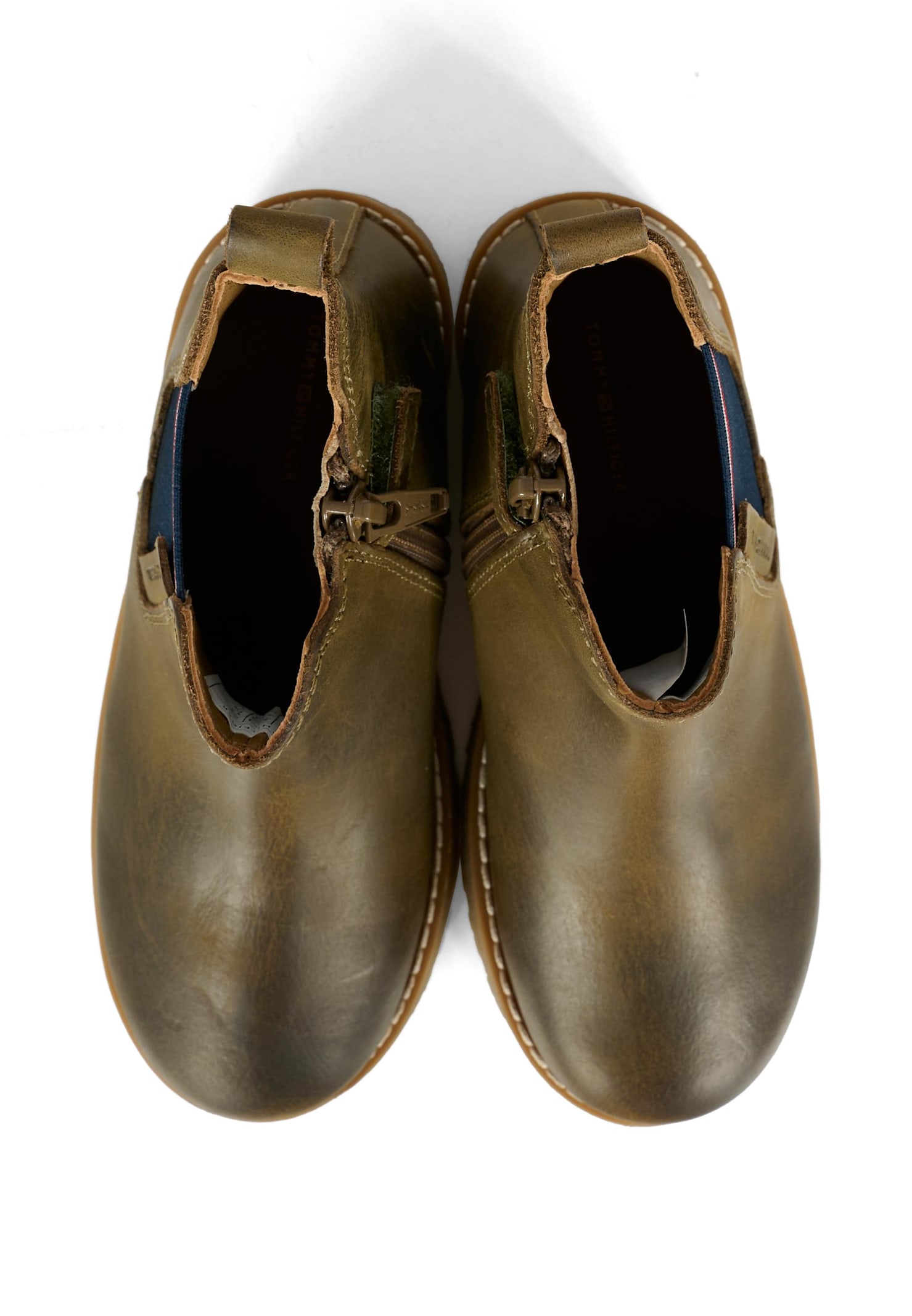 Tommy Hilfiger Brown Ankle Boots For Boy With Logo In Green