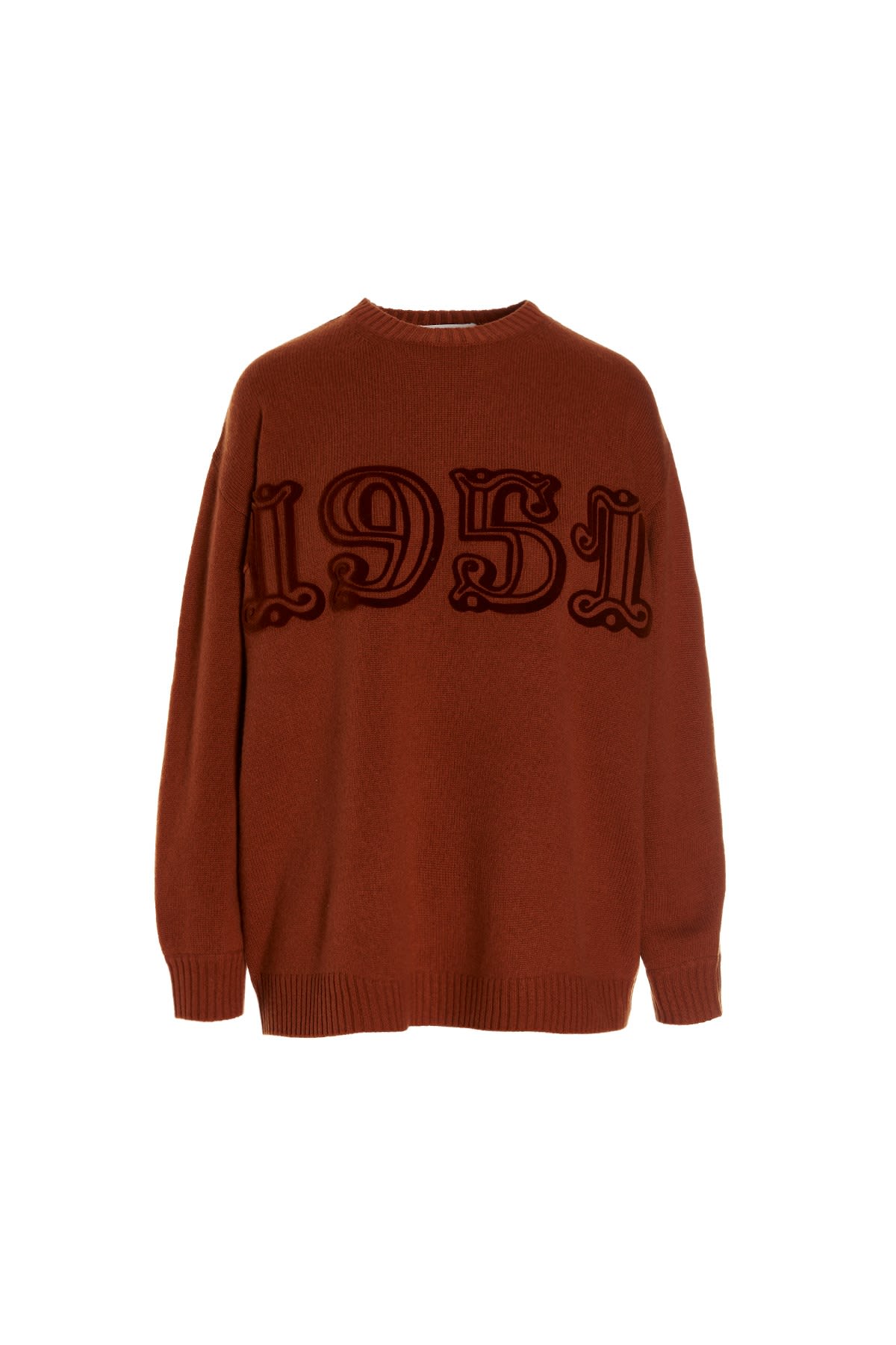 Max Mara Bard 1951 Flocked Wool Knit Sweater In Caramello