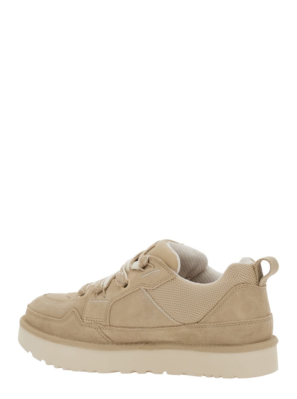 Ugg Lo Lowmel Beige Sneakers With Mesh Inserts And Logo On The Side In Suede Man In Brown
