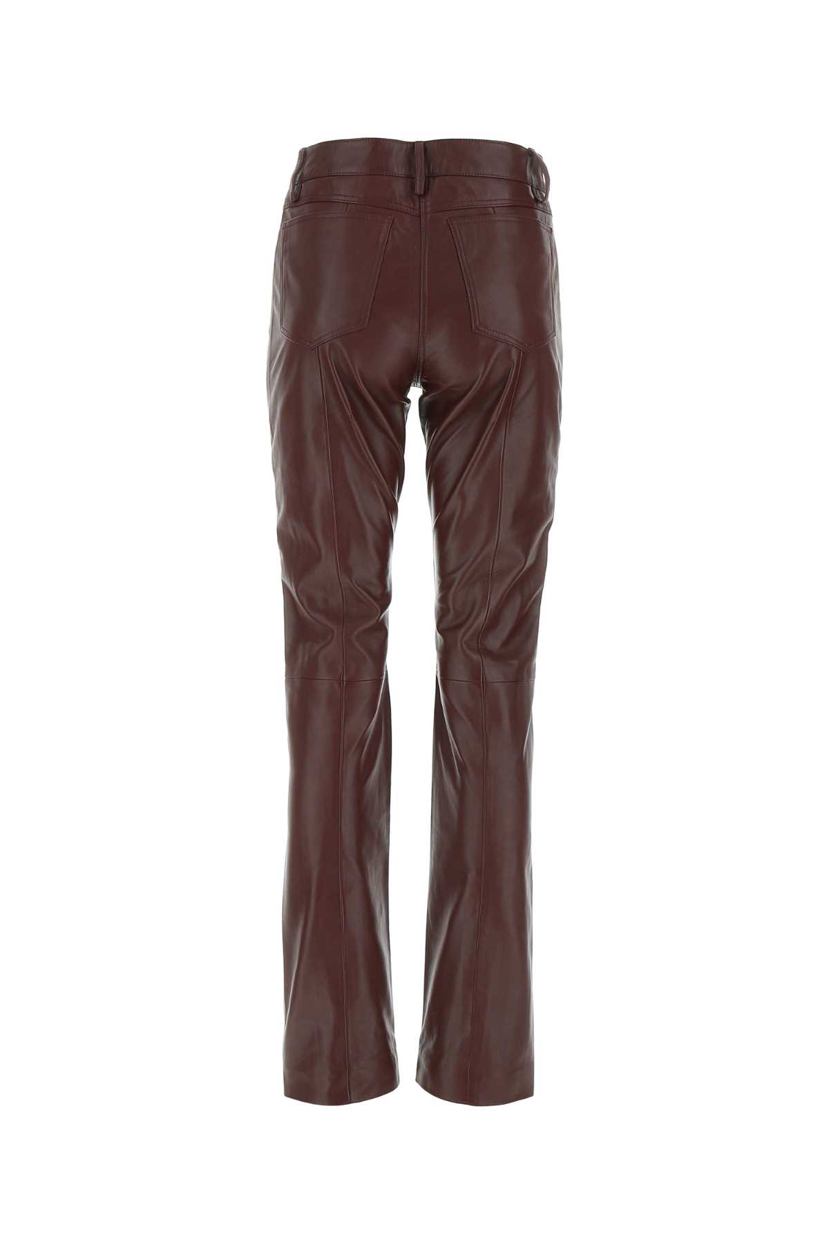 Shop Remain Birger Christensen Burgundy Leather Pant In Decadentchocolate
