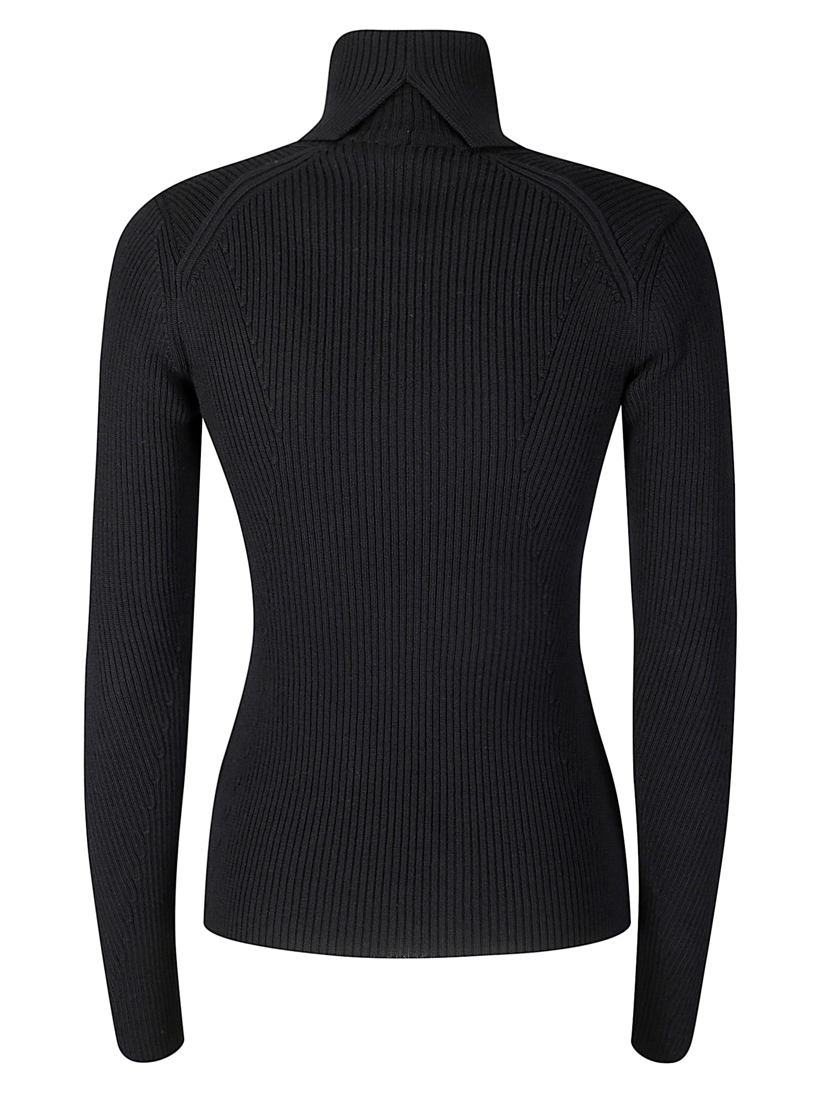 Junya Watanabe Ribbed Knit High Neck Sweater In Black