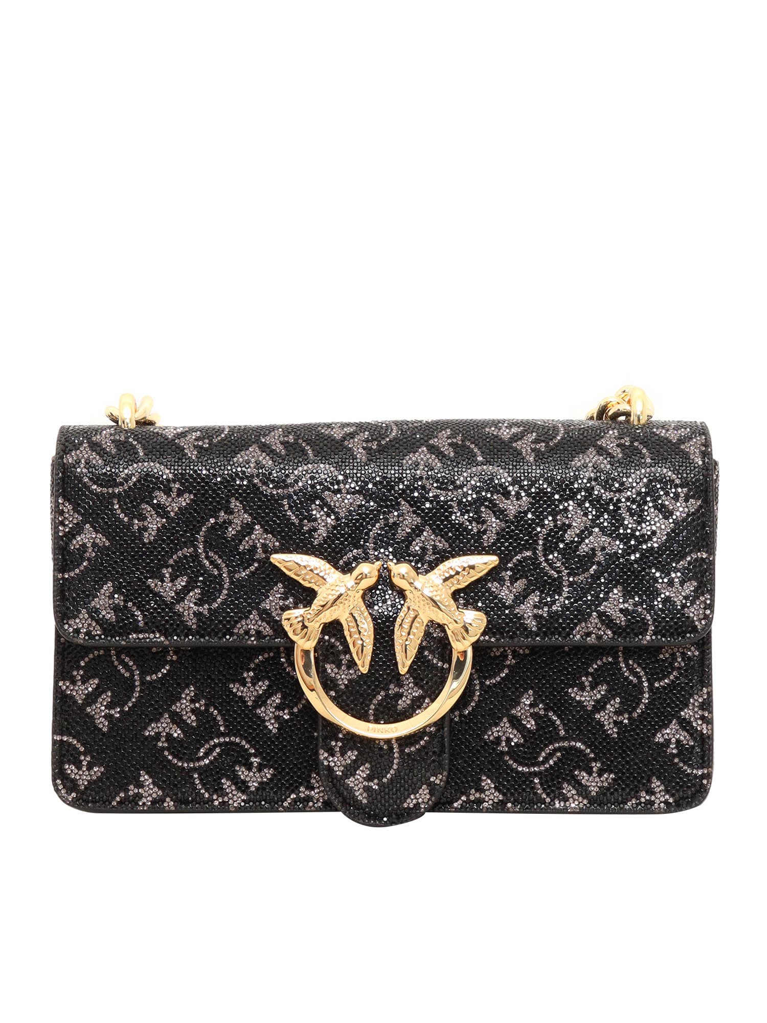 Shop Pinko Love One Mini Light Cl Monogram In Black