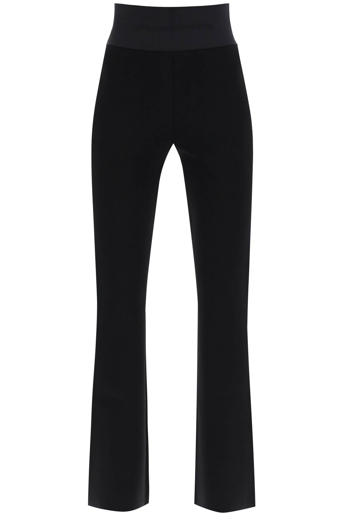 Shop Alexander Wang Flared Pants With Branded Stripe In Black (black)