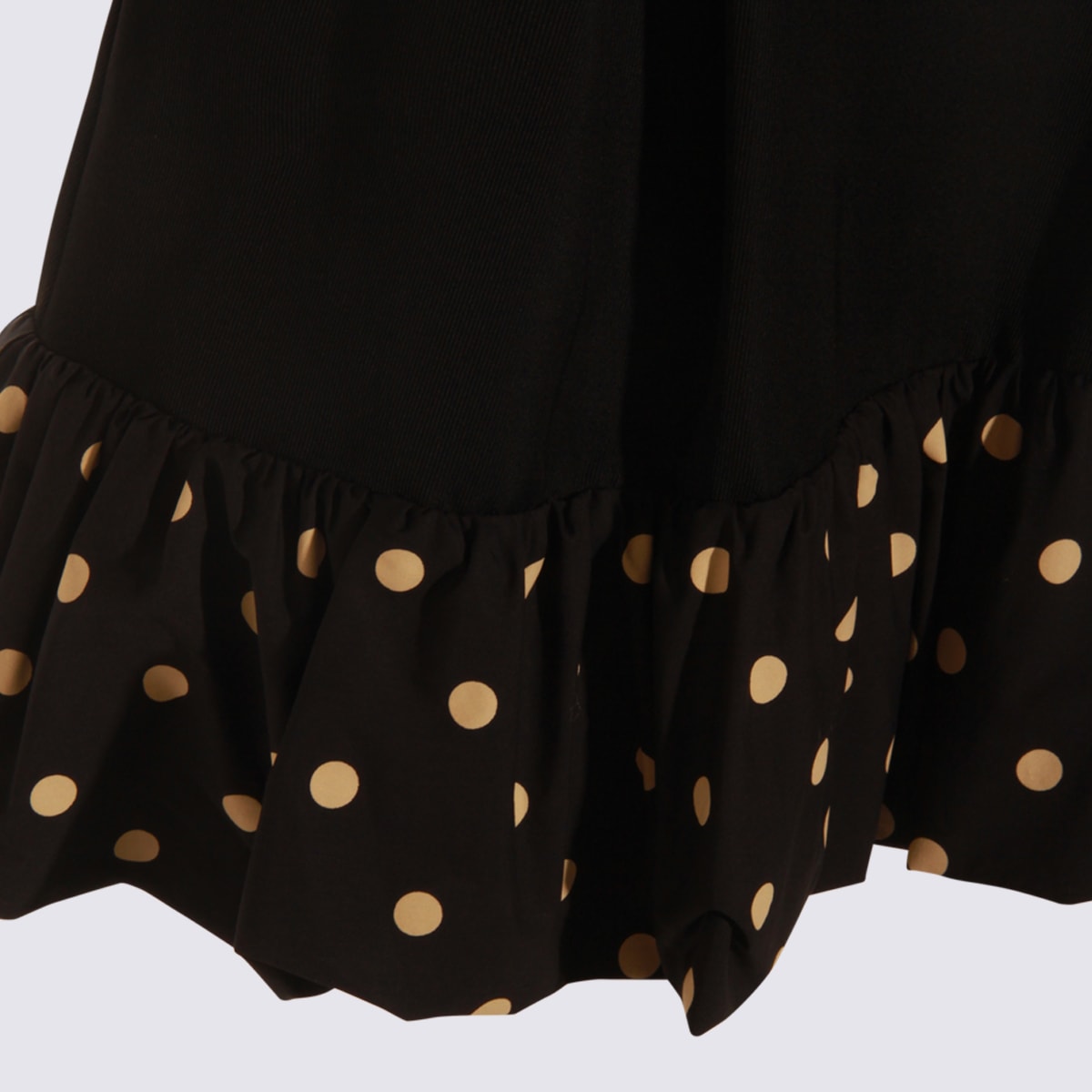 Moschino Polka Dots Wool Blend Diagonal Miniskirt In Black