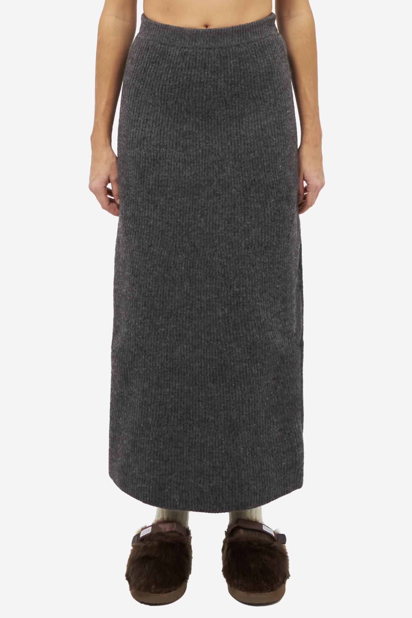Auralee Milled French Merino Skirt In Grey